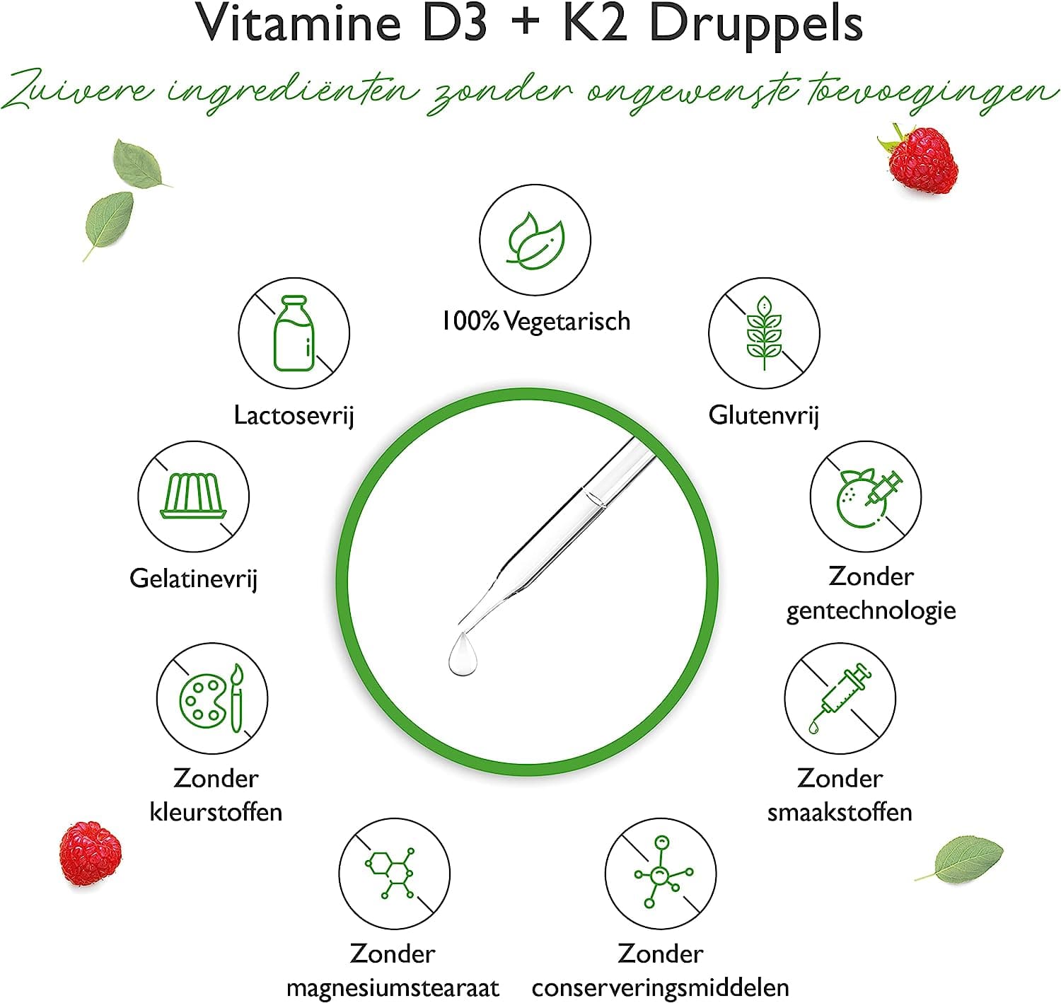 Vitamine D3 + K2 druppels 50ml - Premium: 99,7+% All-Trans (Original K2VITAL® by Kappa) - Hoog gedoseerd met 1000 IE vitamine D3 per druppel (1700 druppels) - In MCT olie