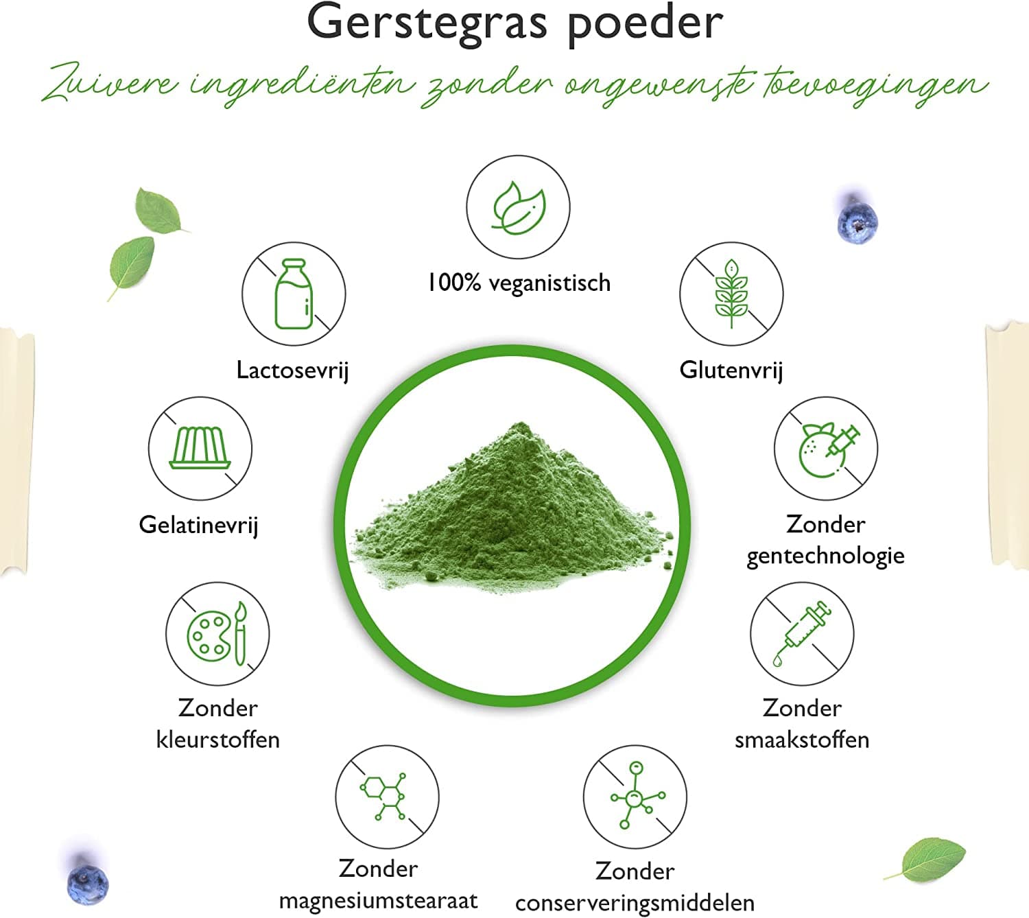Vit4ever Gerstegras - 1100 g (1,1 kg) - Jong gerstegraspoeder - Herkomst Nederland - Rijk aan mineralen & vitaminen