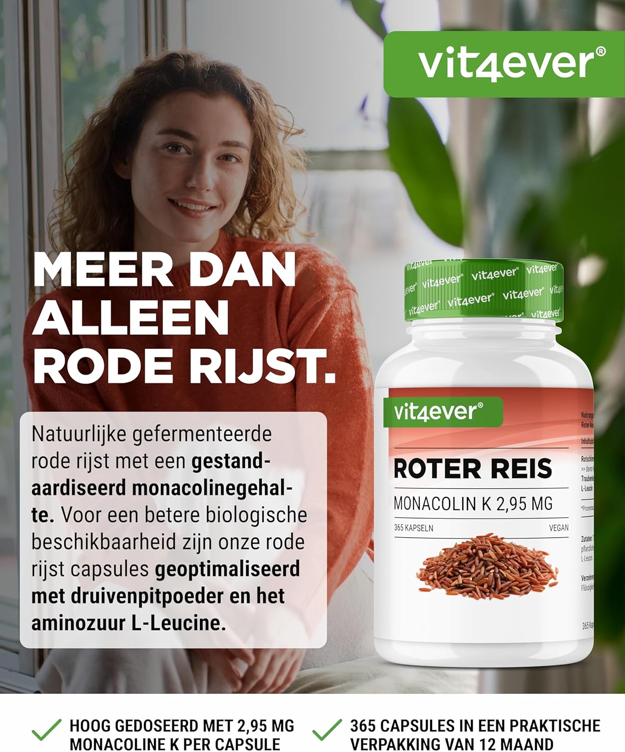 Rode rijstextract | 2,95 mg Monacolin K | 240 capsules | Vit4ever