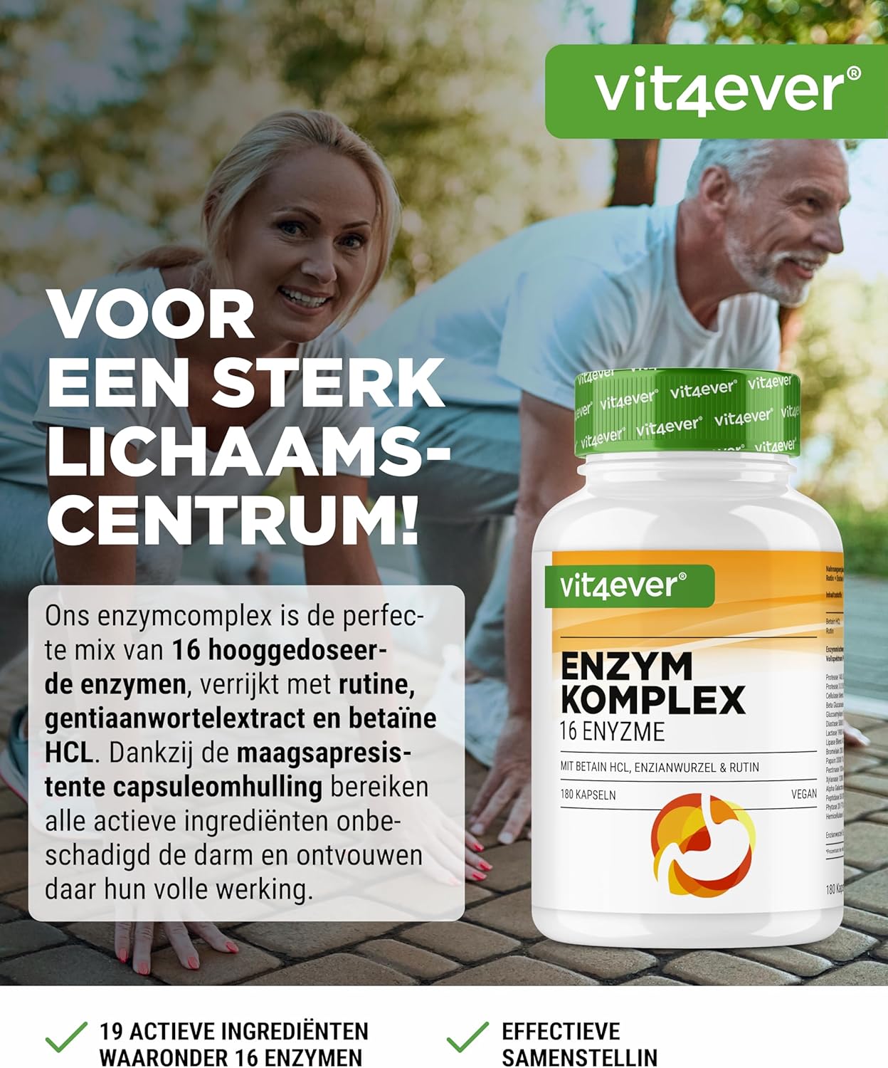 Spijsverteringsenzymen | 180 Capsules met 16 Enzymen plus Betaïne HCL, Rutine & Gentiaanwortel | Met bromelaïne, papaïne, amylase, lipase, protease, lactase