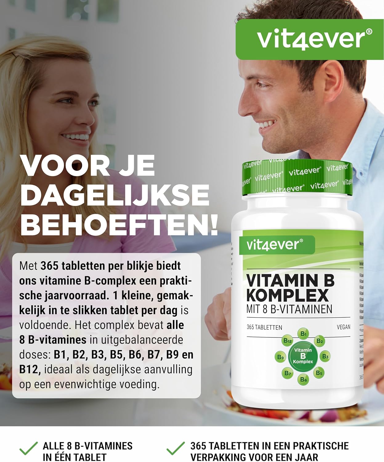 Vitamine B-complex | 365 tabletten | Vit4ever