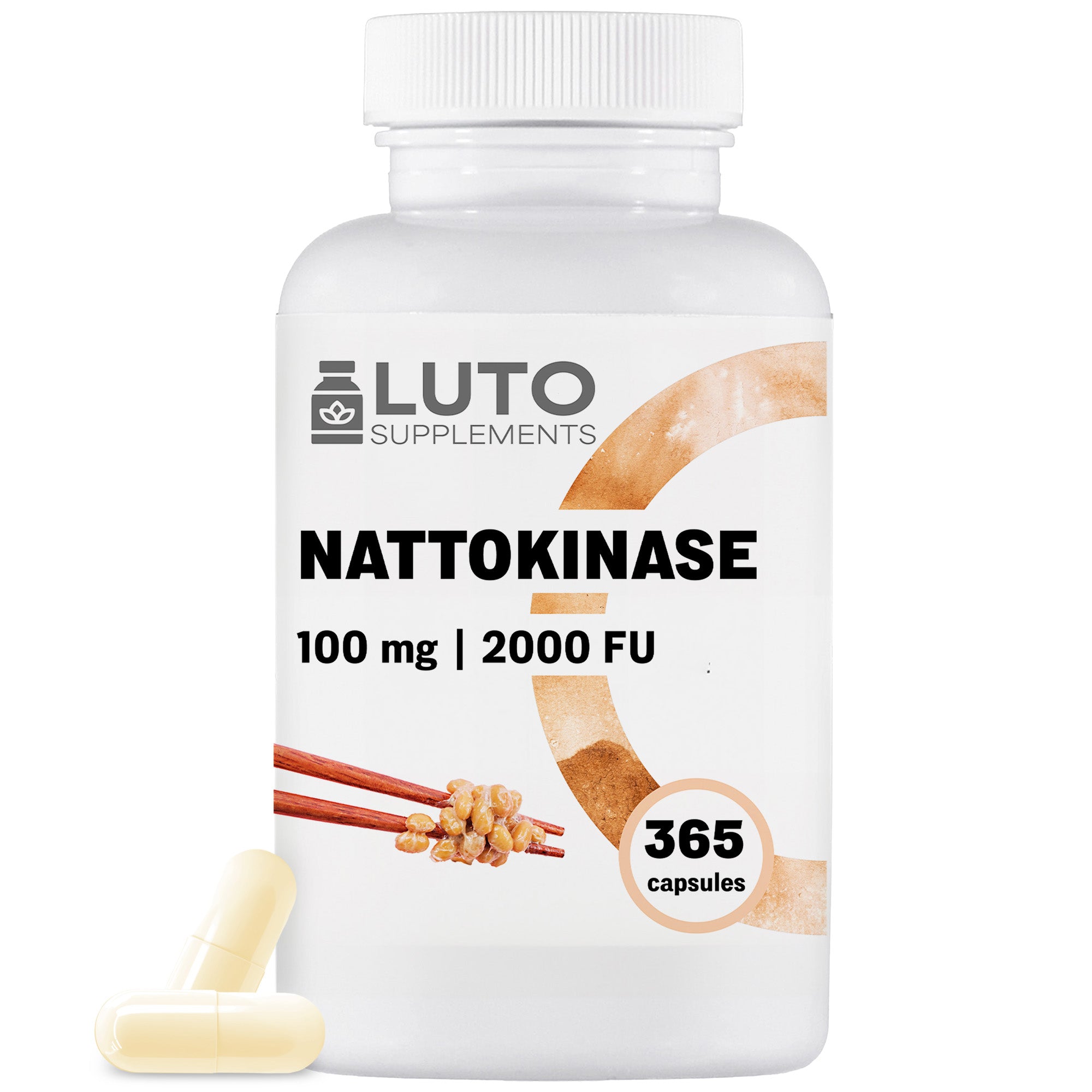 Nattokinase 100 mg 20.000 FU/g | 365 Capsules | LUTO Supplements