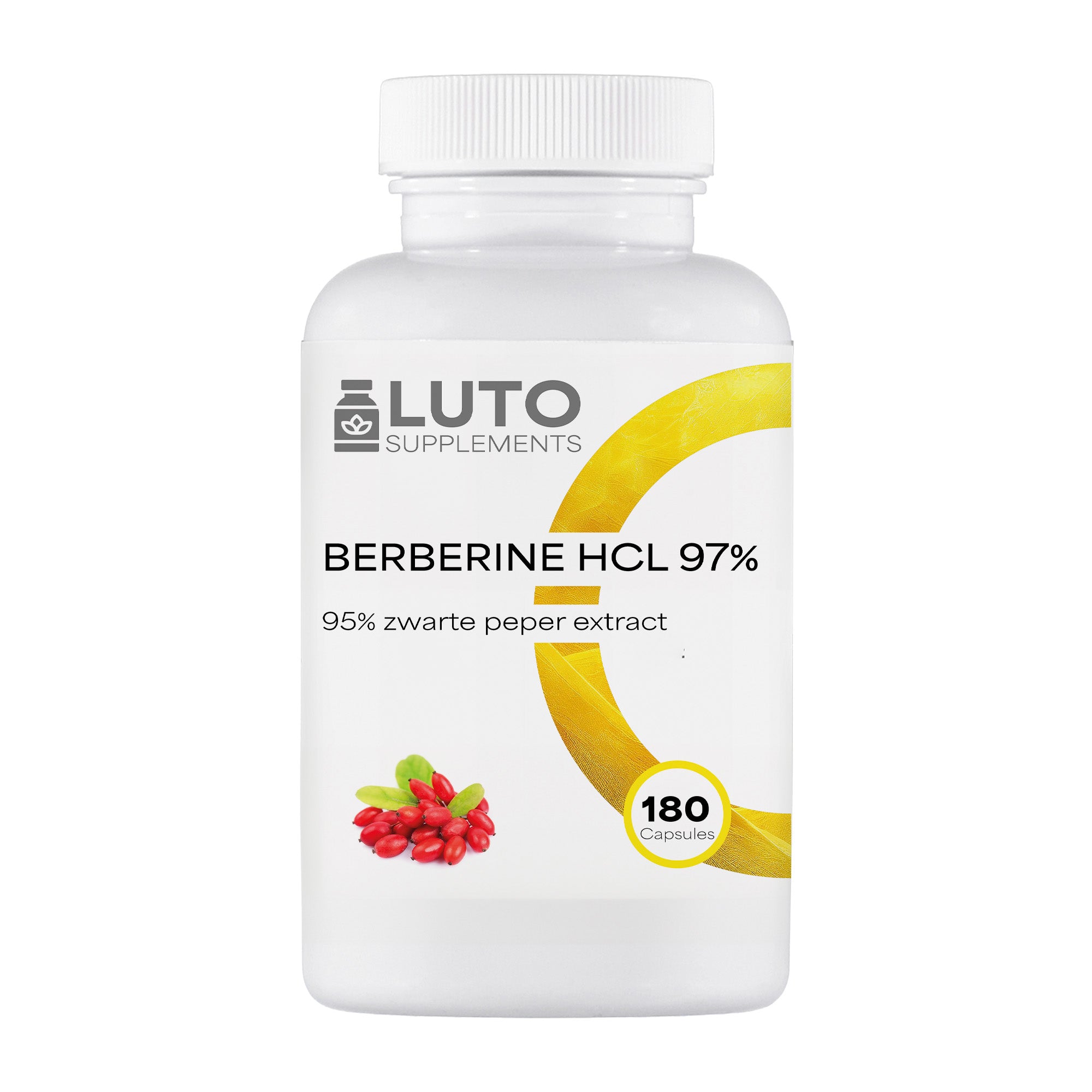 Berberine HCL 97% + Zwarte peper extract | 180 Vegan Capsules | LUTO Supplements