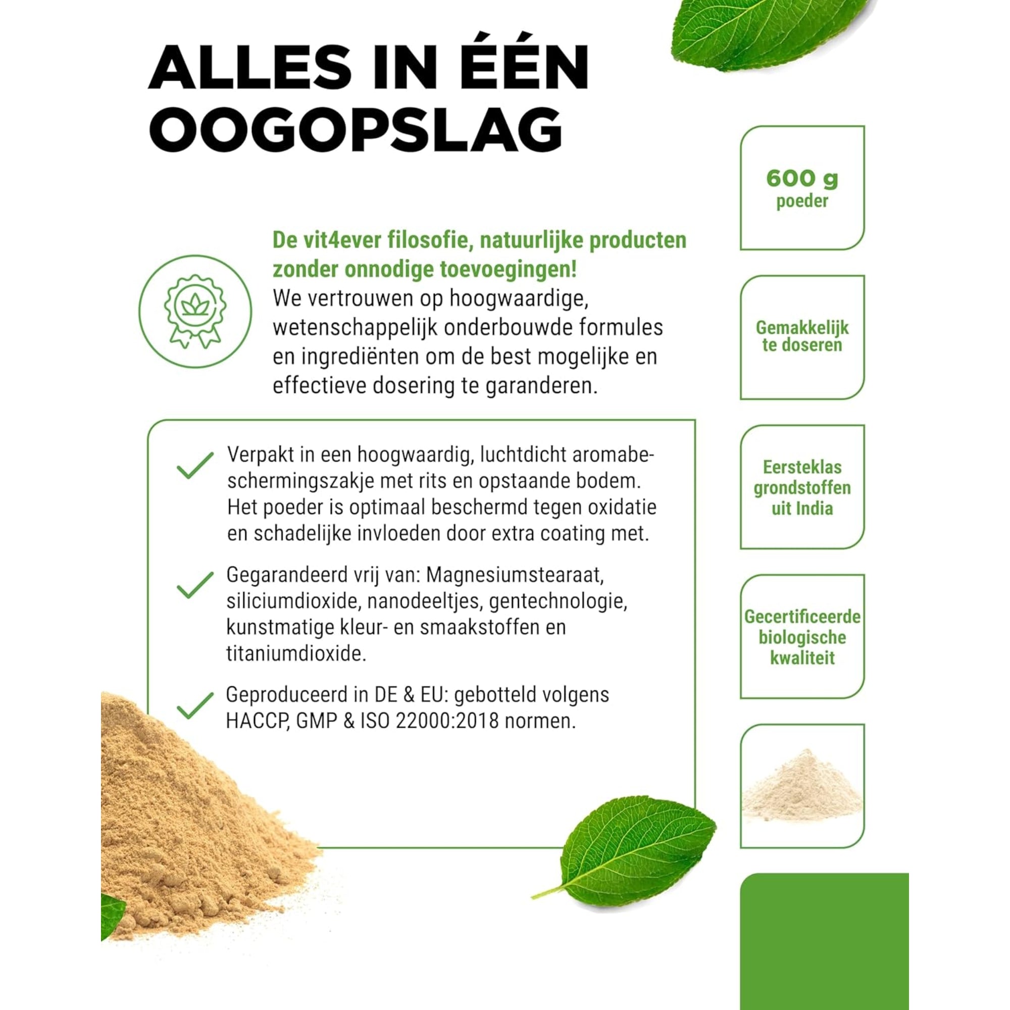 Ashwagandha Poeder Bio 600g | Vit4ever