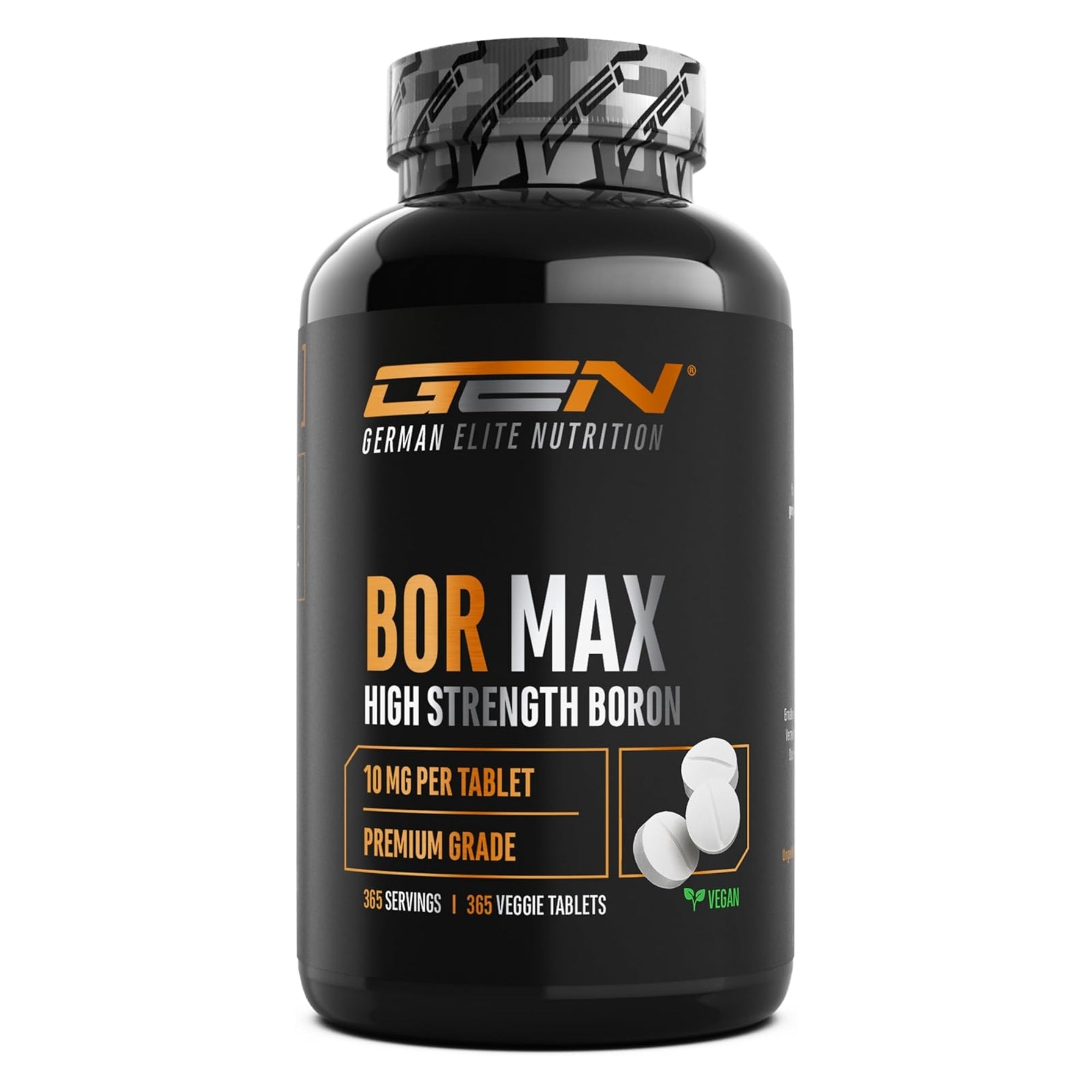 Boron / Borium | Hooggedoseerd met 4 mg pure boron | 365 tabletten in een jaarvoorraad | Veganistisch | German Elite Nutrition