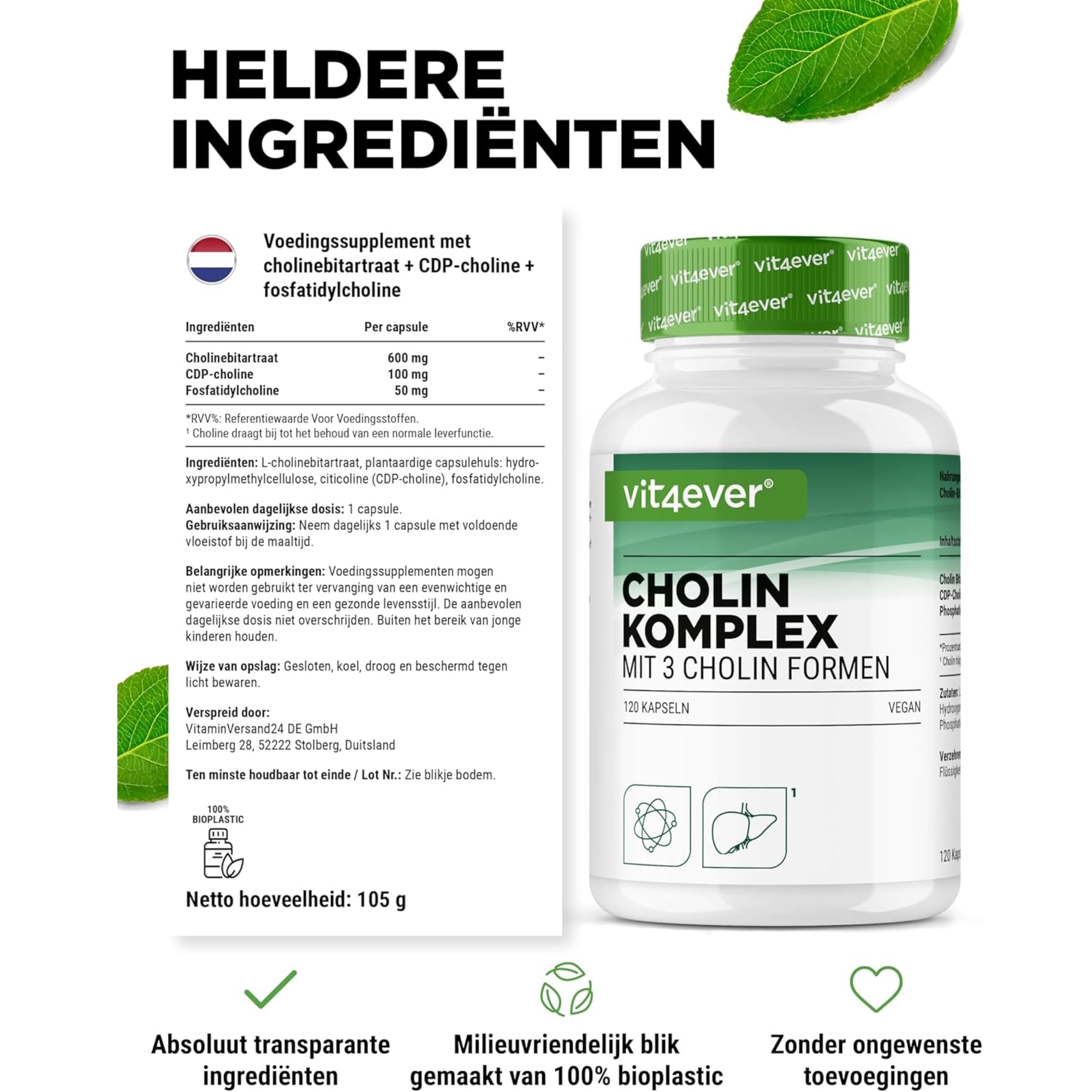 Choline complex met 3 vormen | 120 capsules | Vit4ever