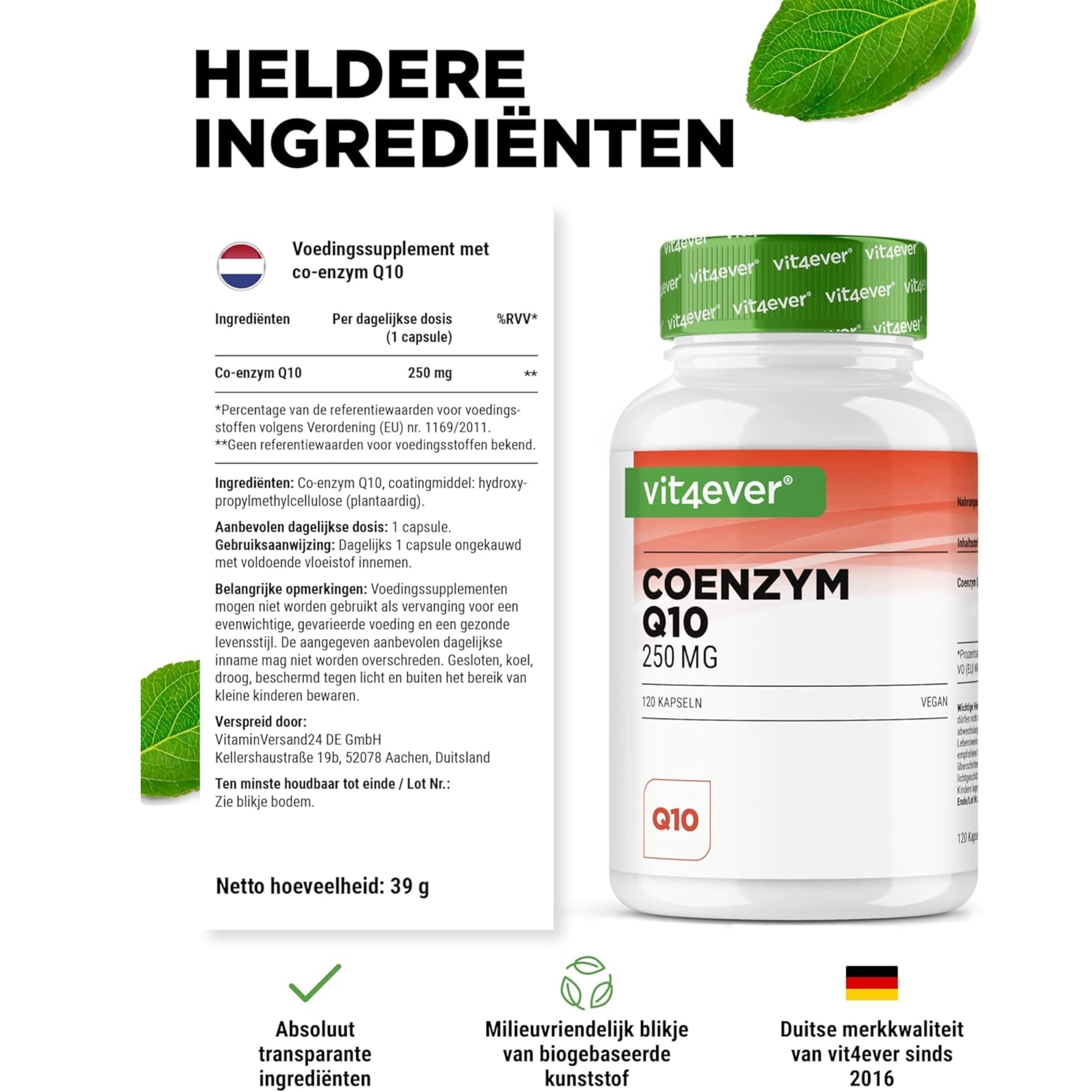 Co-enzym Q10 250mg | 120 of 180 Capsules | Vit4ever