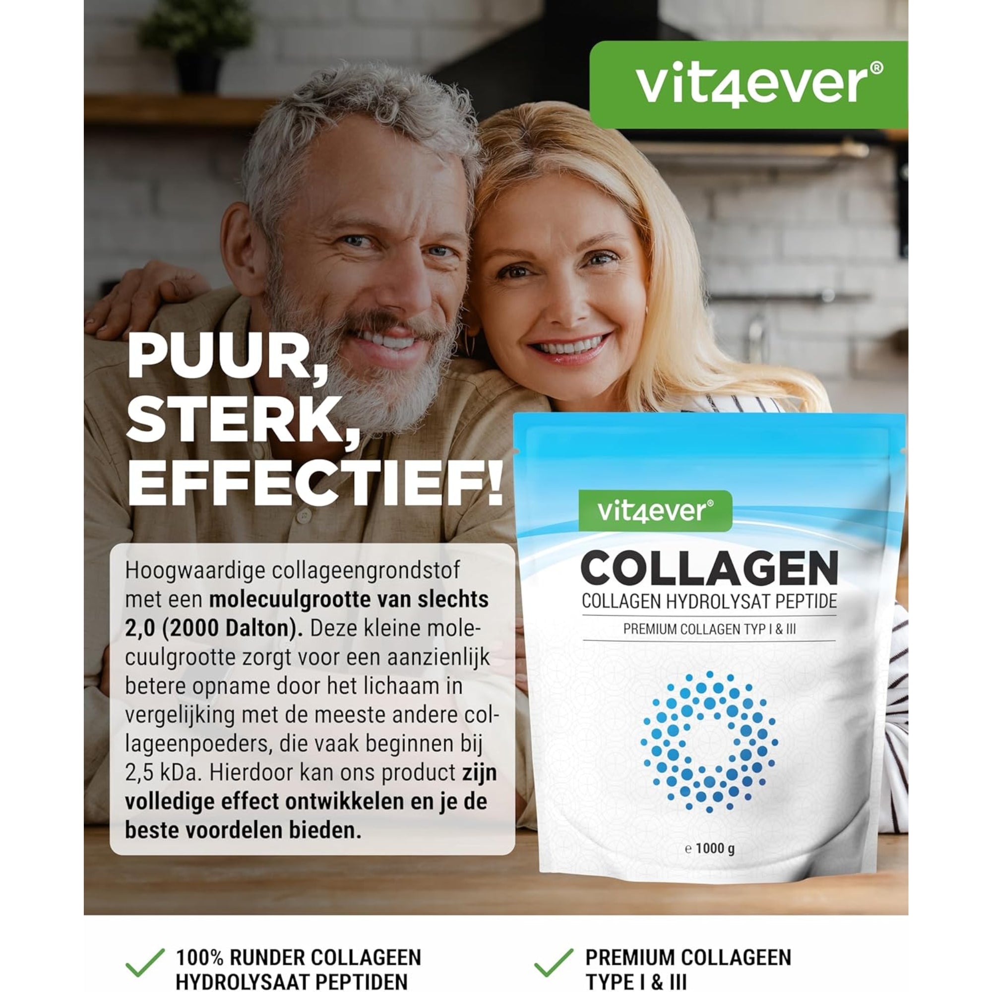 Halal Runder Collageen Hydrolysaat Peptiden | Type I & III | Vit4ever