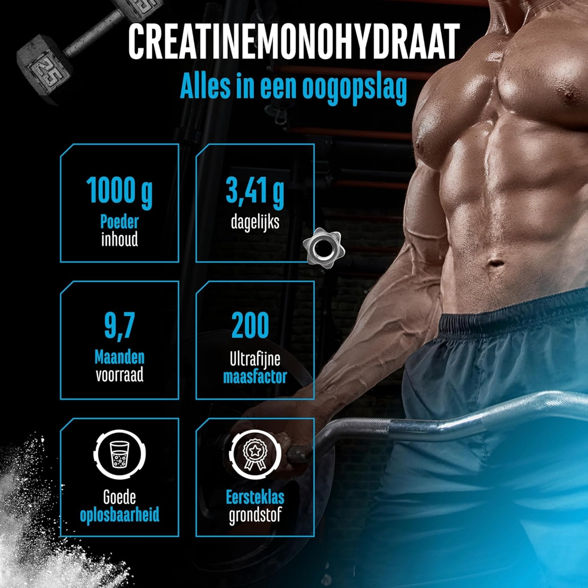 Creatine Poeder | Zuiver Creatine Monohydraat | Optimale Oplosbaarheid | Veganistisch | German Elite Nutrition
