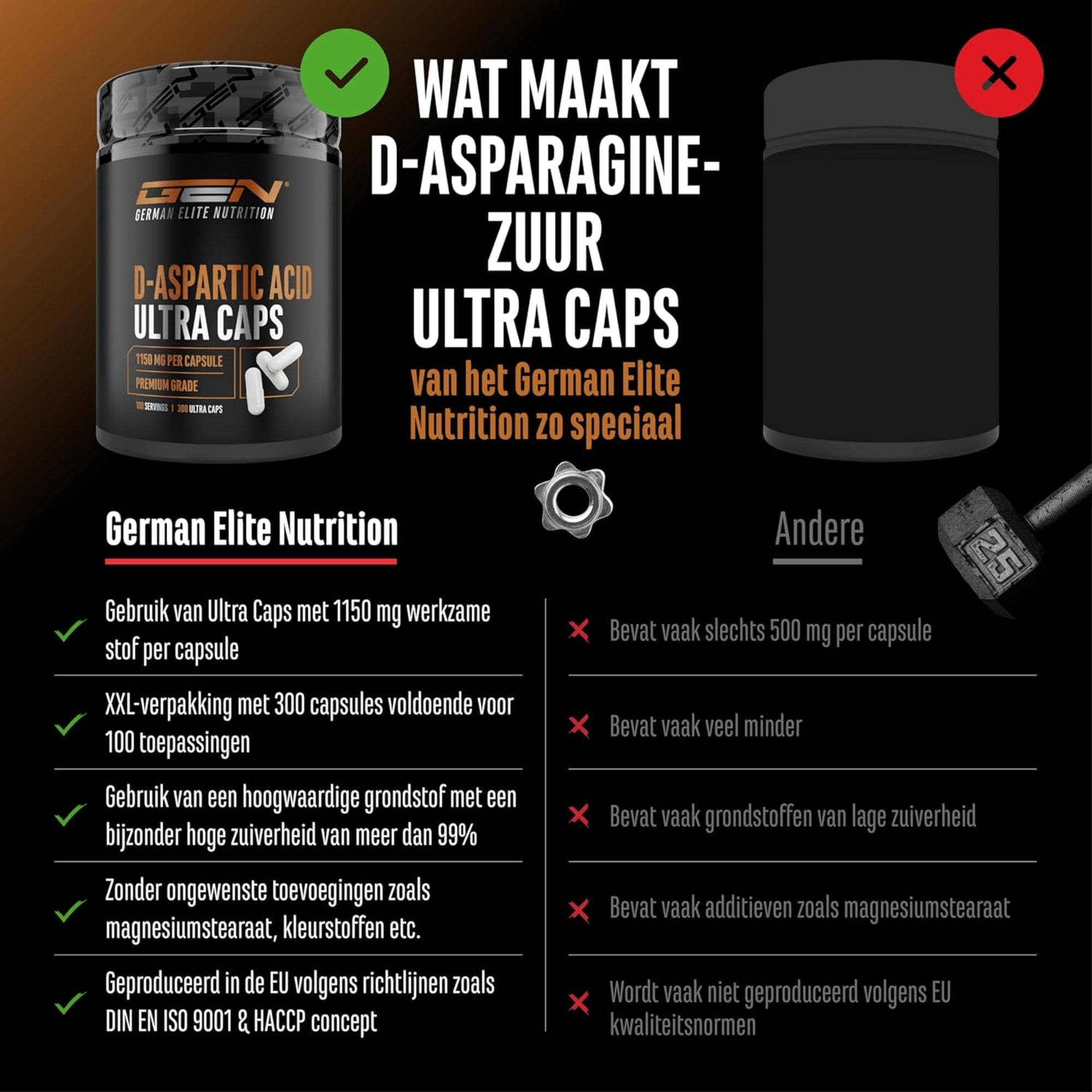 D-Asparaginezuur | 300 capsules | German Elite Nutrition