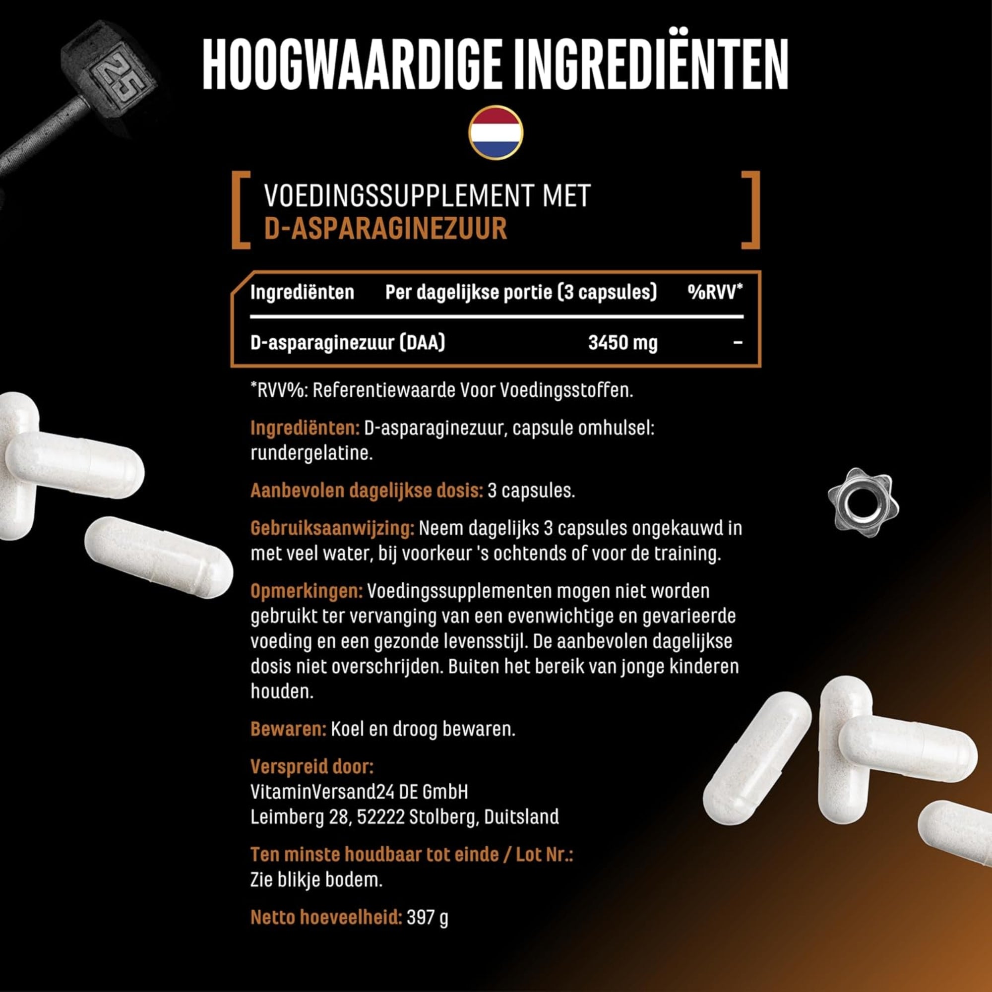 D-Asparaginezuur | 300 capsules | German Elite Nutrition