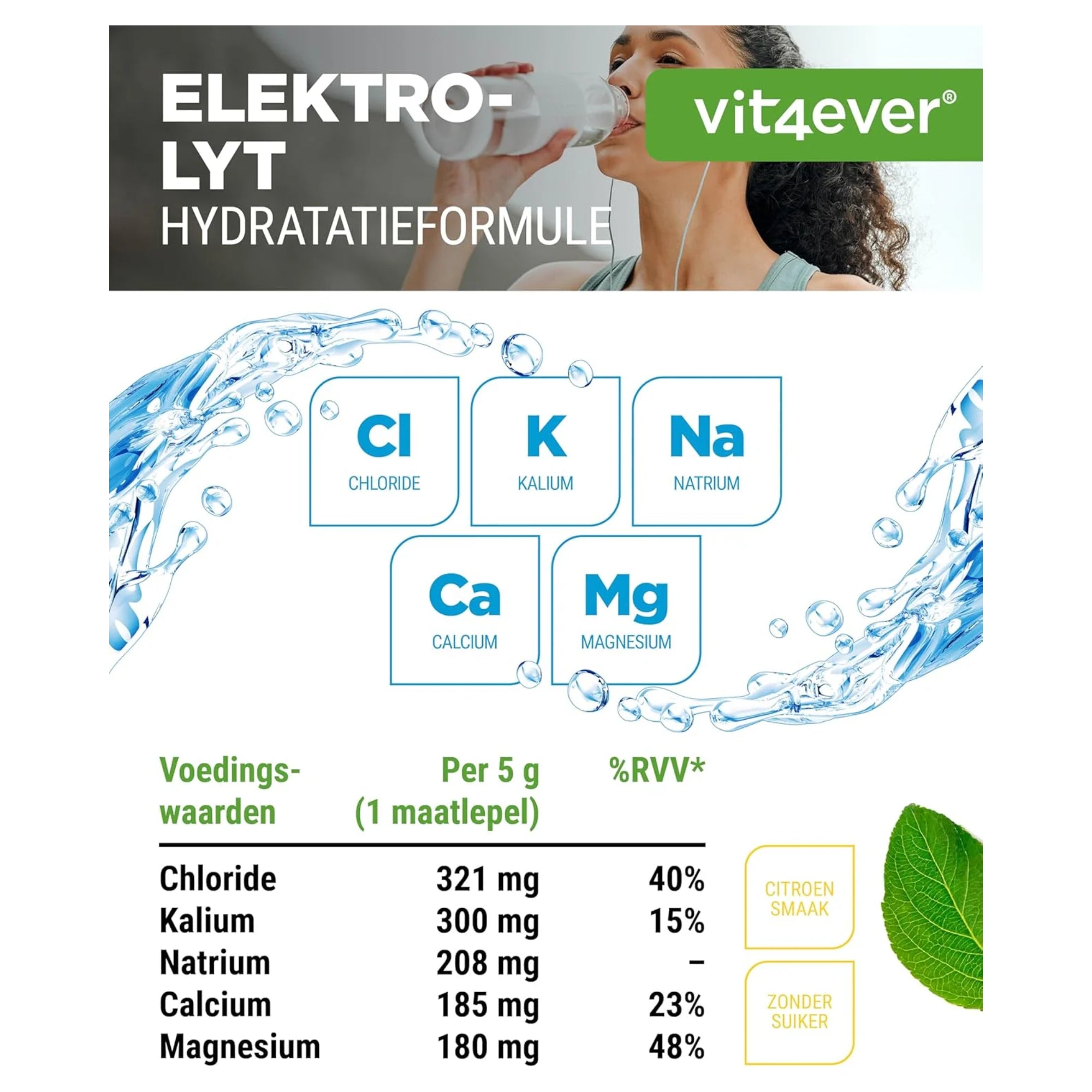 Elektrolyten hydratatie poeder voedingswaarde vit4ever