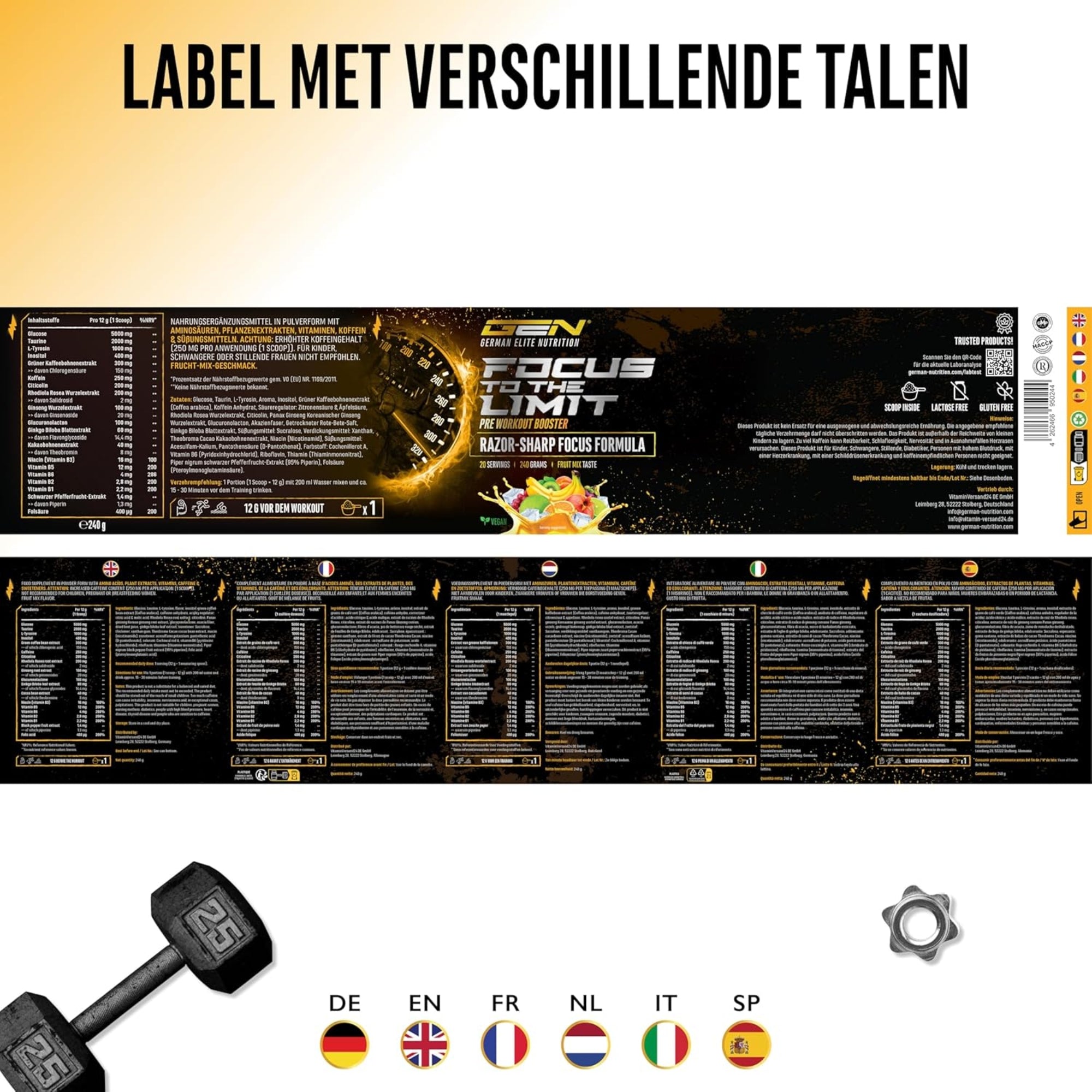 Focus to the Limit (Pre-Workout Booster) | 240g | German Elite Nutrition