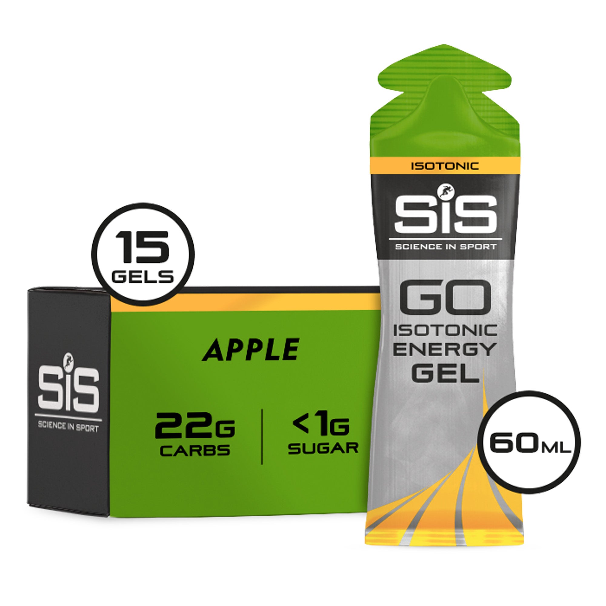 SiS Energygel Go Isotonic | Energie gel | Isotone Sportgel | Apple | 15 gels