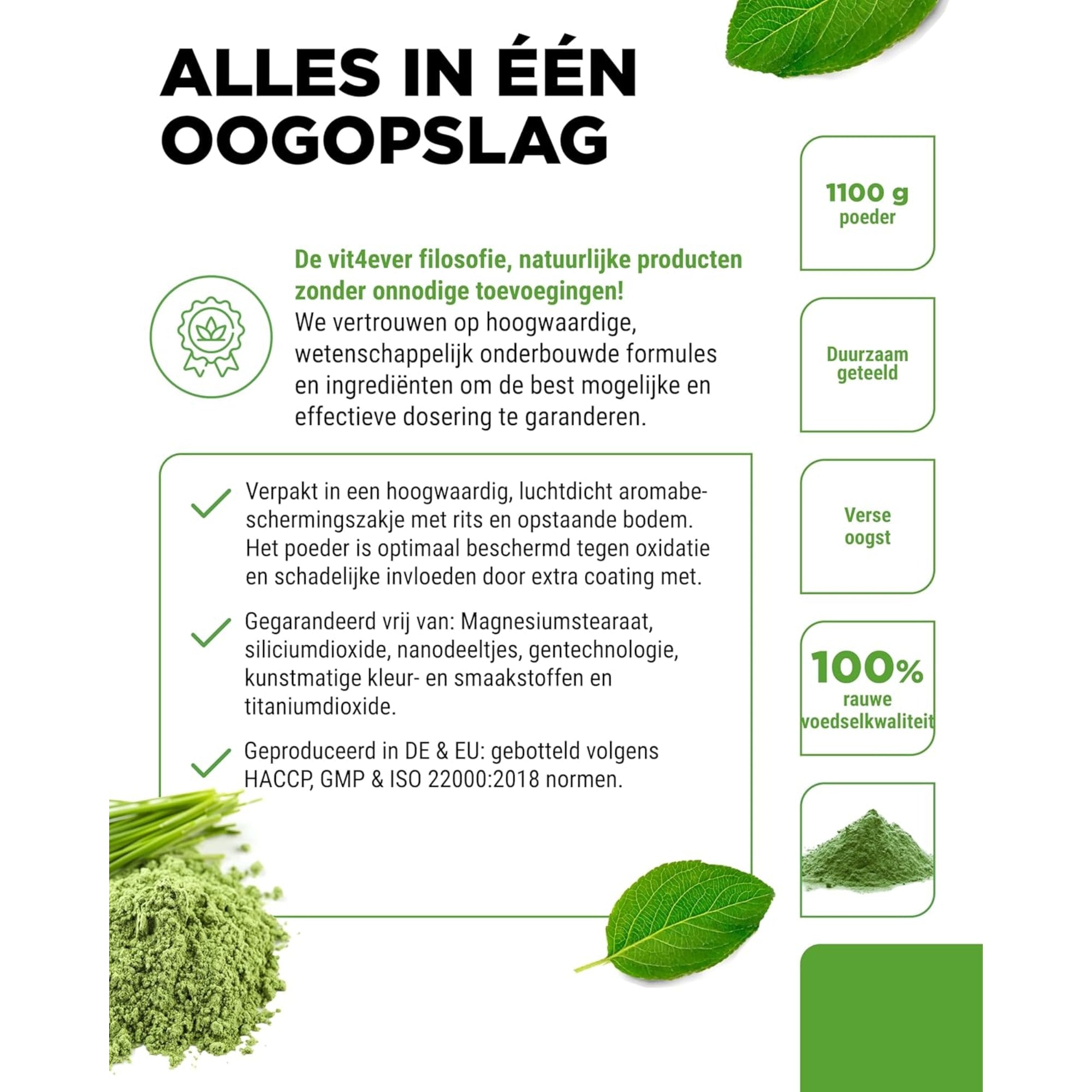 Gerstegras poeder (Gerstengras) | 1,1 kg | Vit4ever