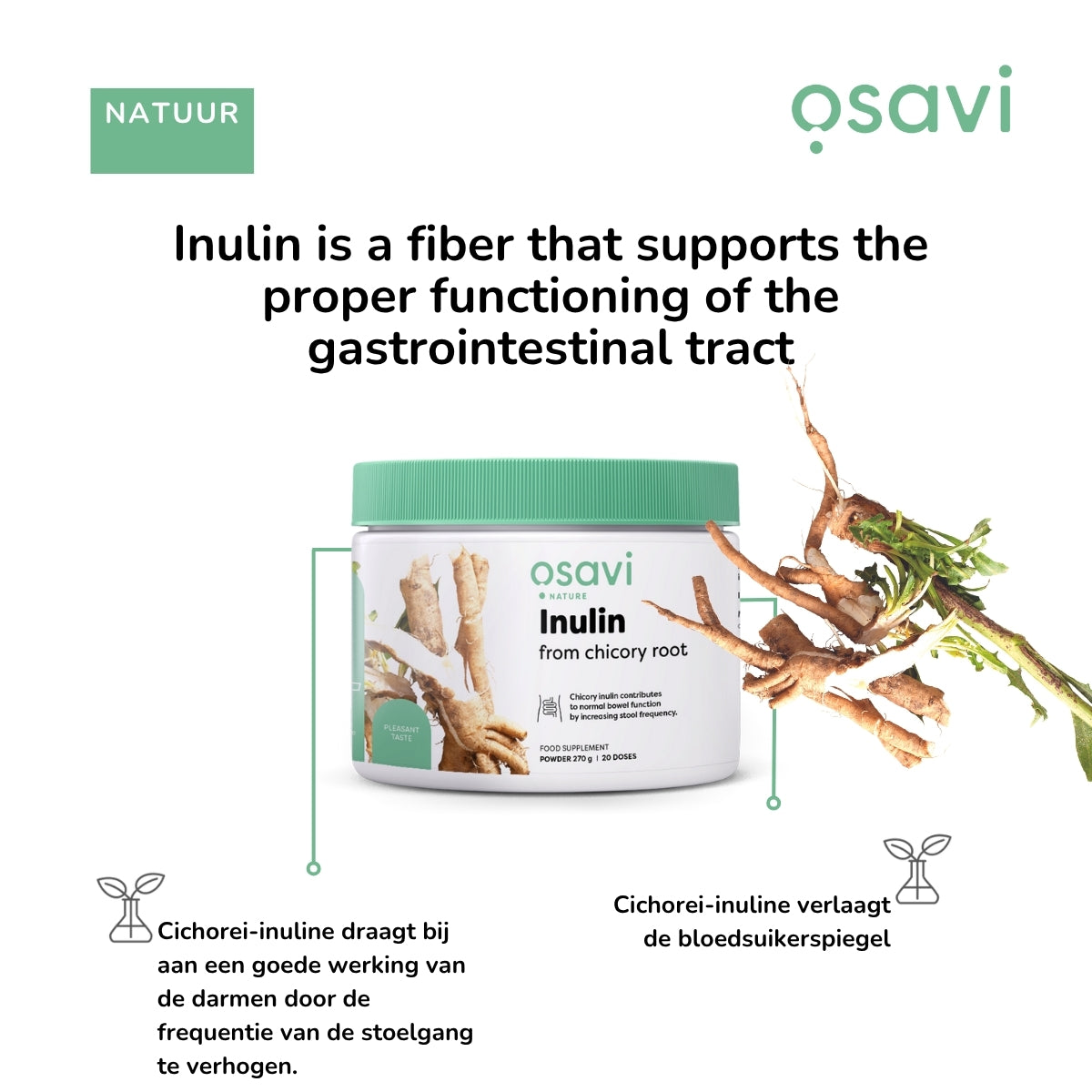 Inuline (Fibruline™ uit cichoreiwortel) | 270g | Osavi