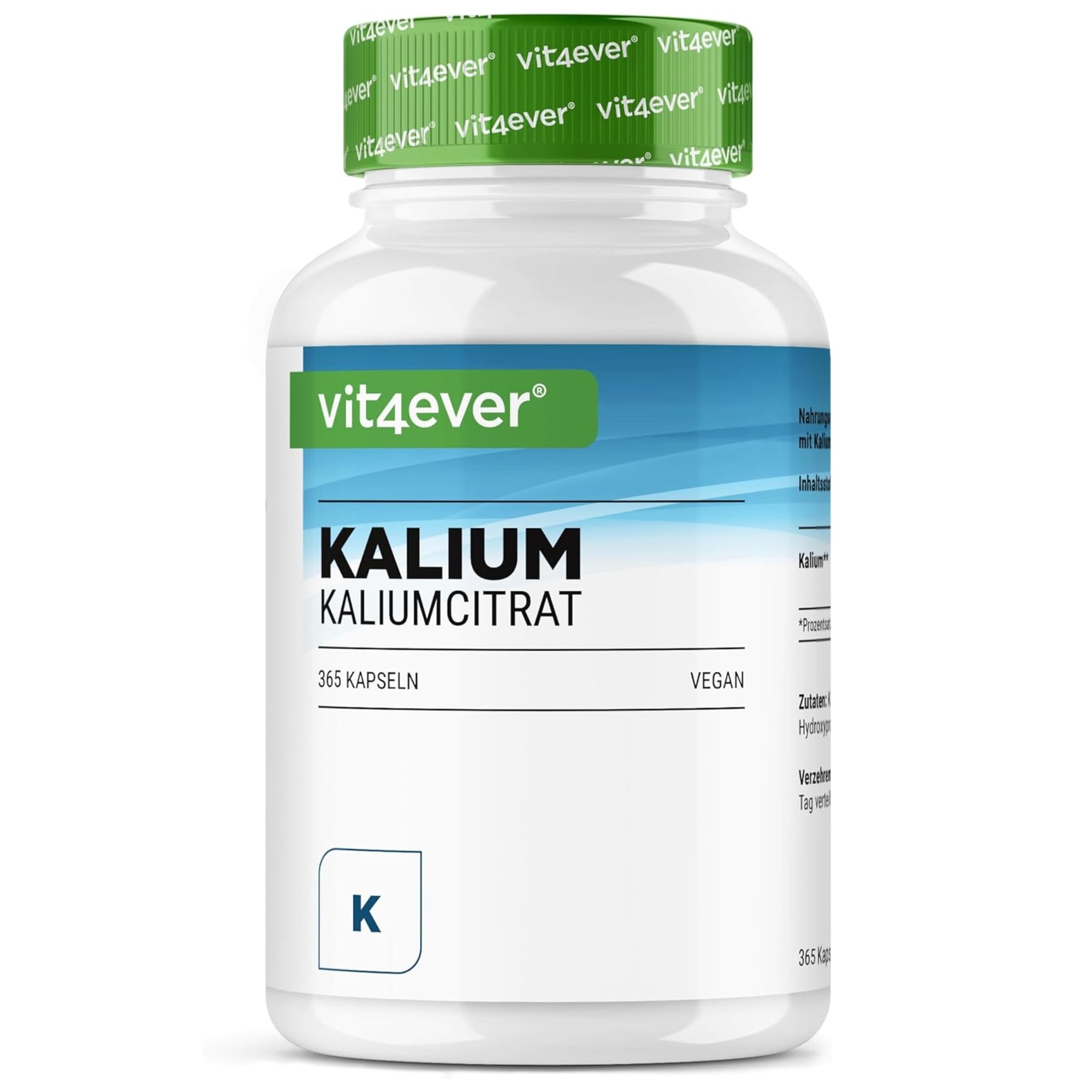 Kaliumcitraat (Potassium Citrate 600mg) | 365 capsules | Vit4ever