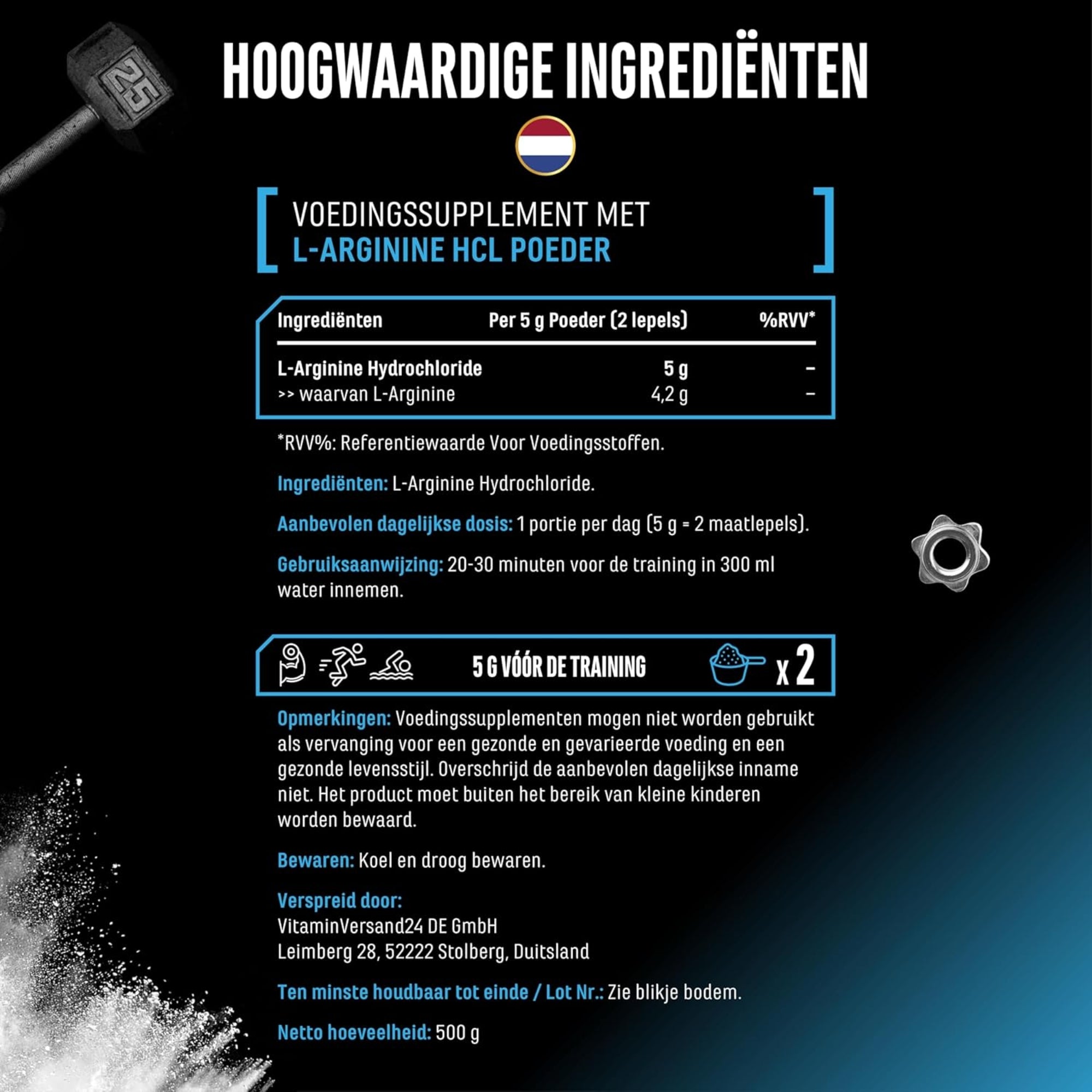 L-arginine HCL poeder label GEN