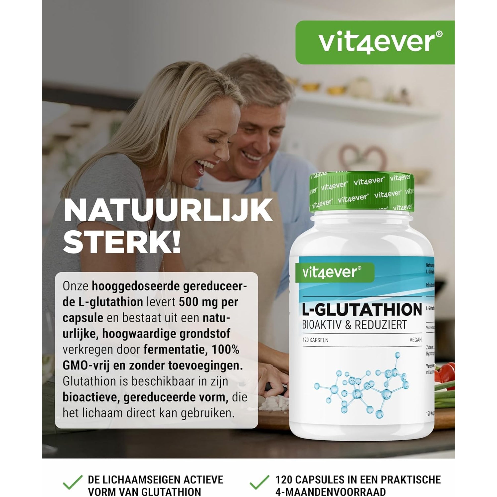 L-Glutathion (Reduced Glutathione) 500mg | 120 capsules | Vit4ever