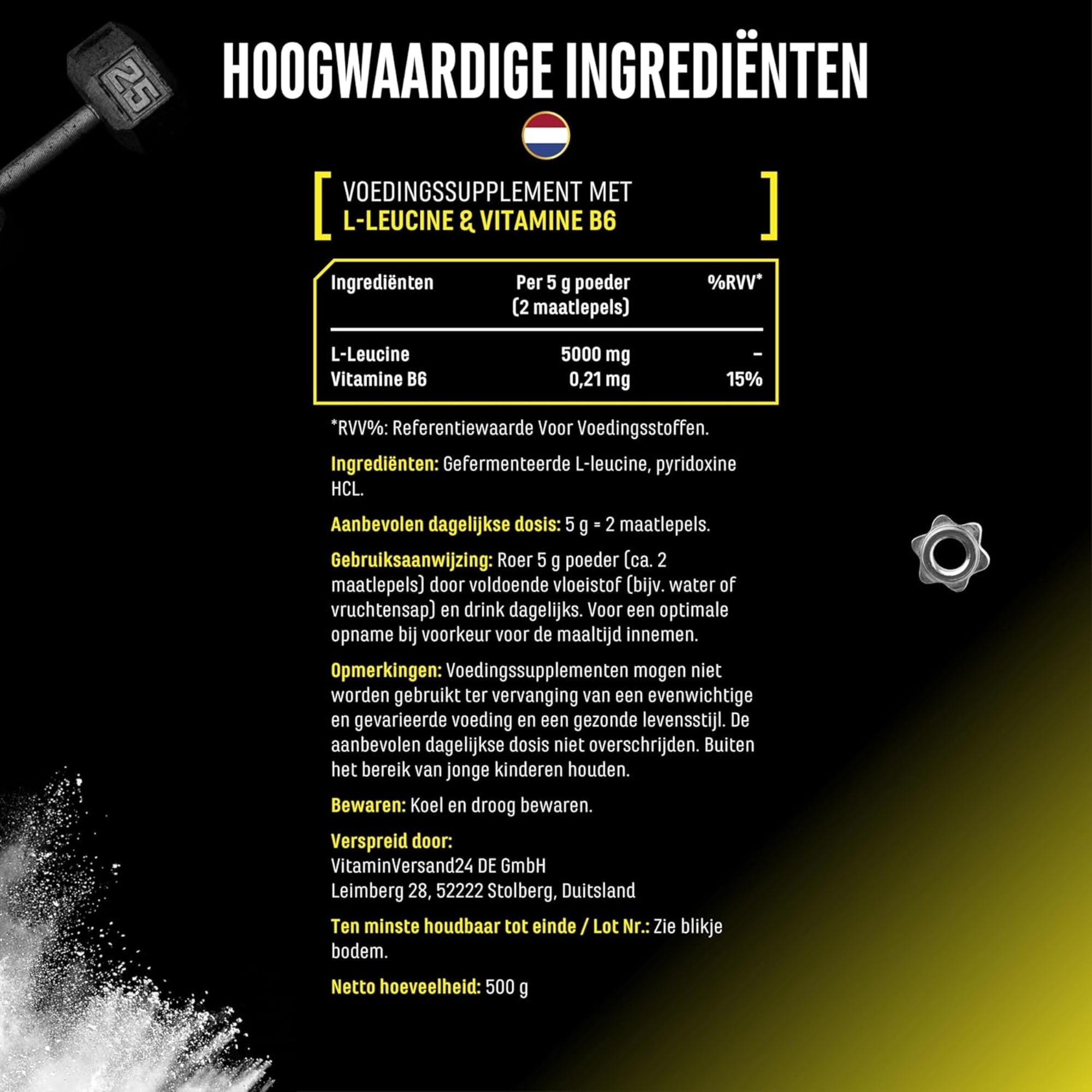 L-Leucine poeder 5000mg | 500g | GEN