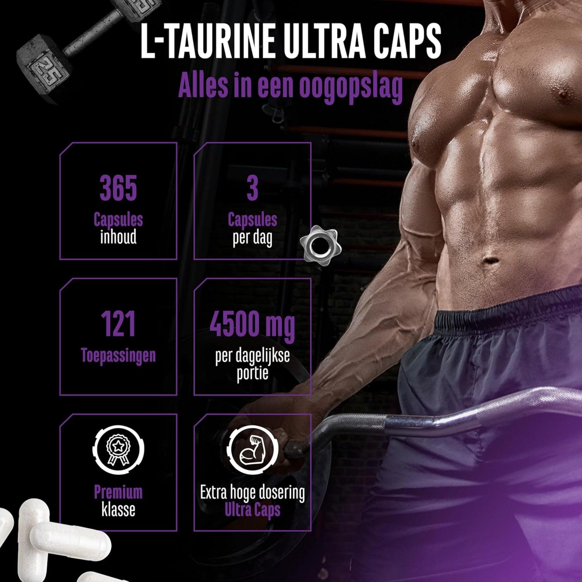 L-Taurine Ultra Caps 1500mg | 365 capsules | GEN