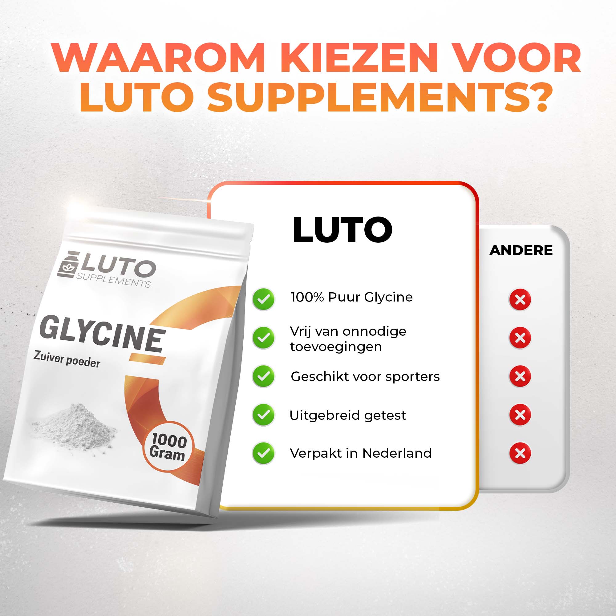 Glycine Poeder (100% puur aminozuur) | 1000g | LUTO Supplements