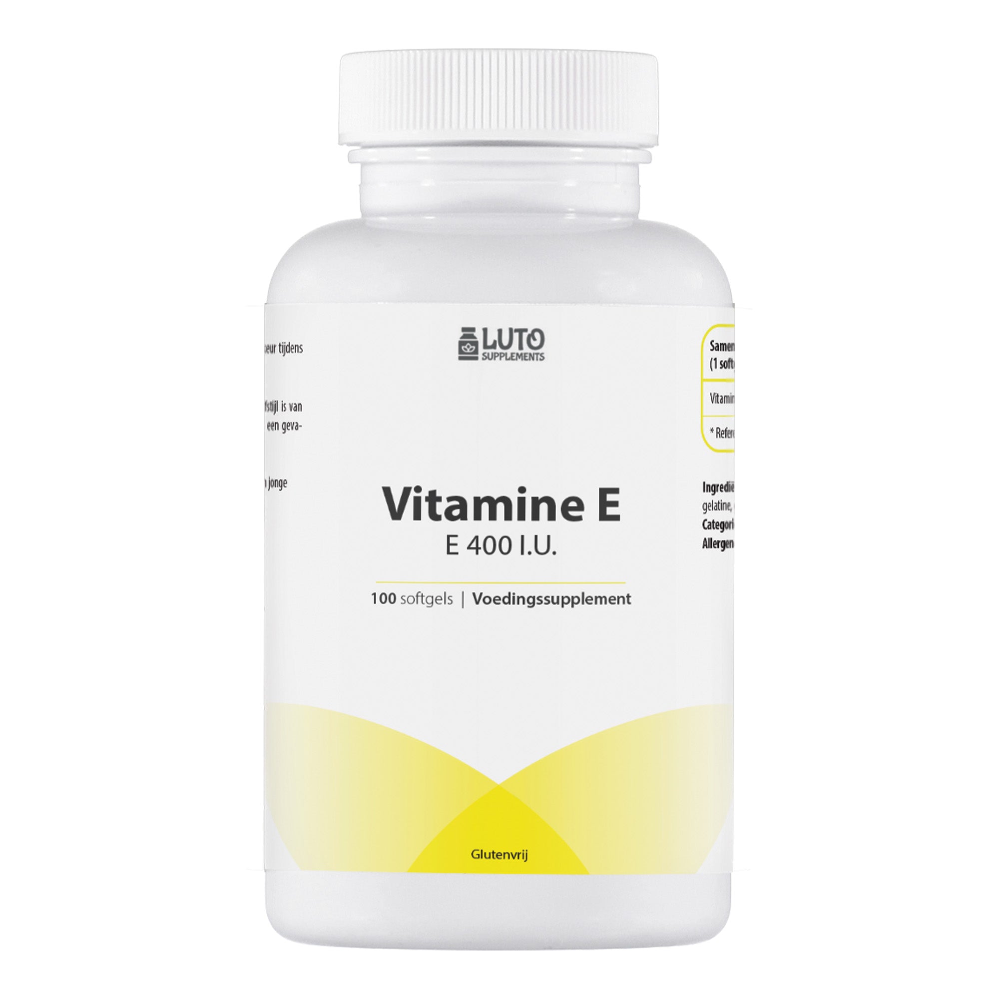 Vitamin E 400 I.U. | Natuurlijke vitamine E | hoog gedoseerd | 100 softgels | Luto Supplements