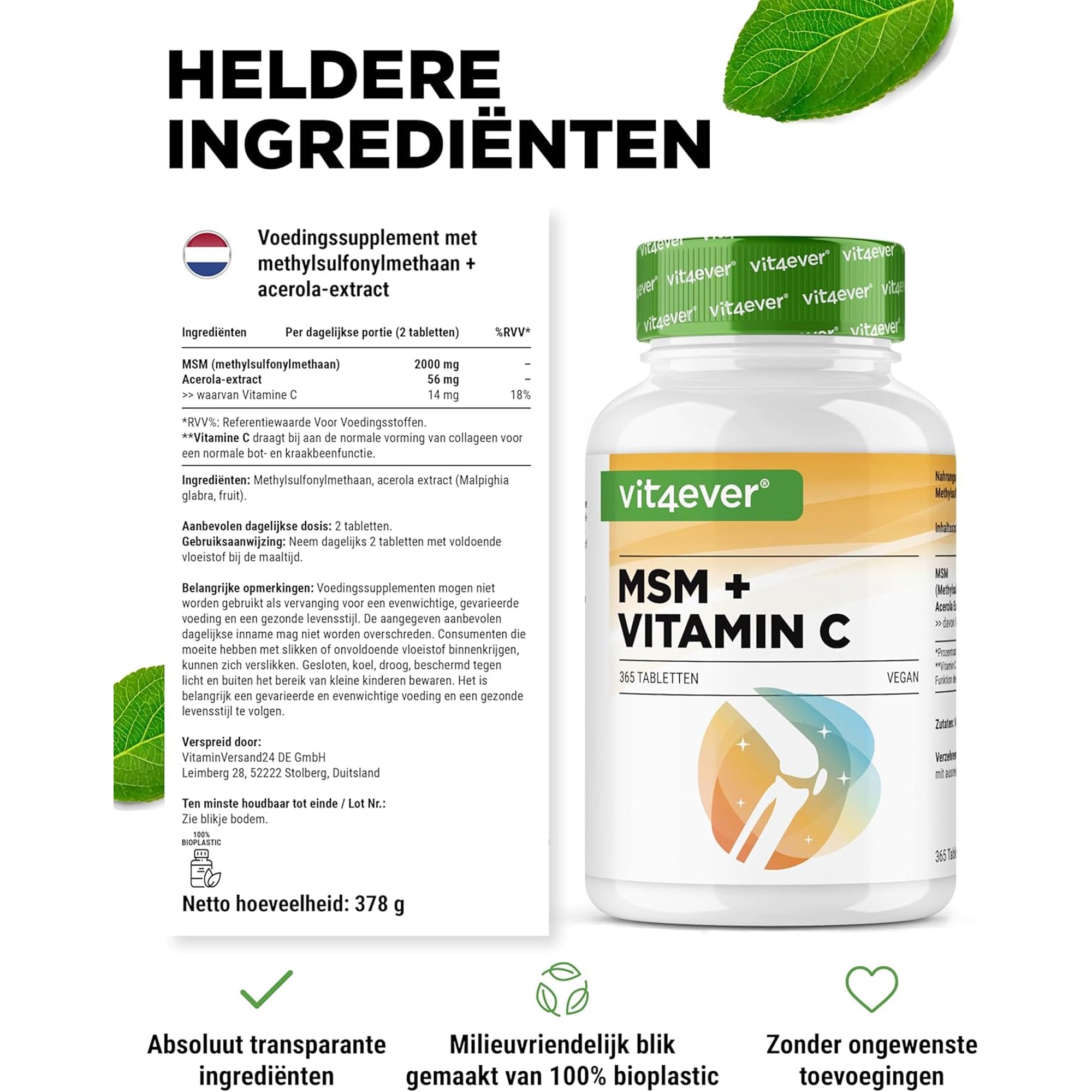 Vit4ever msm + vitamine c – 365 tabletten