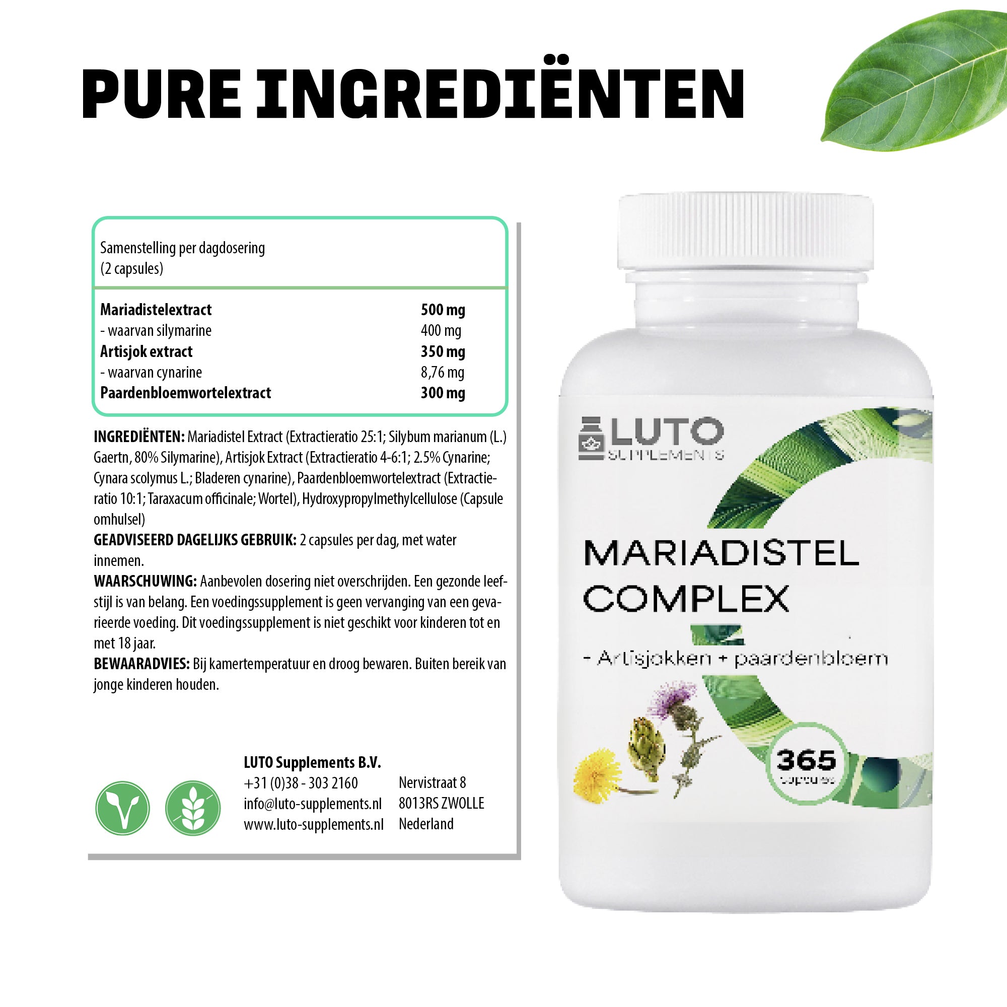 Mariadistel complex | 365 capsules | LUTO Supplements