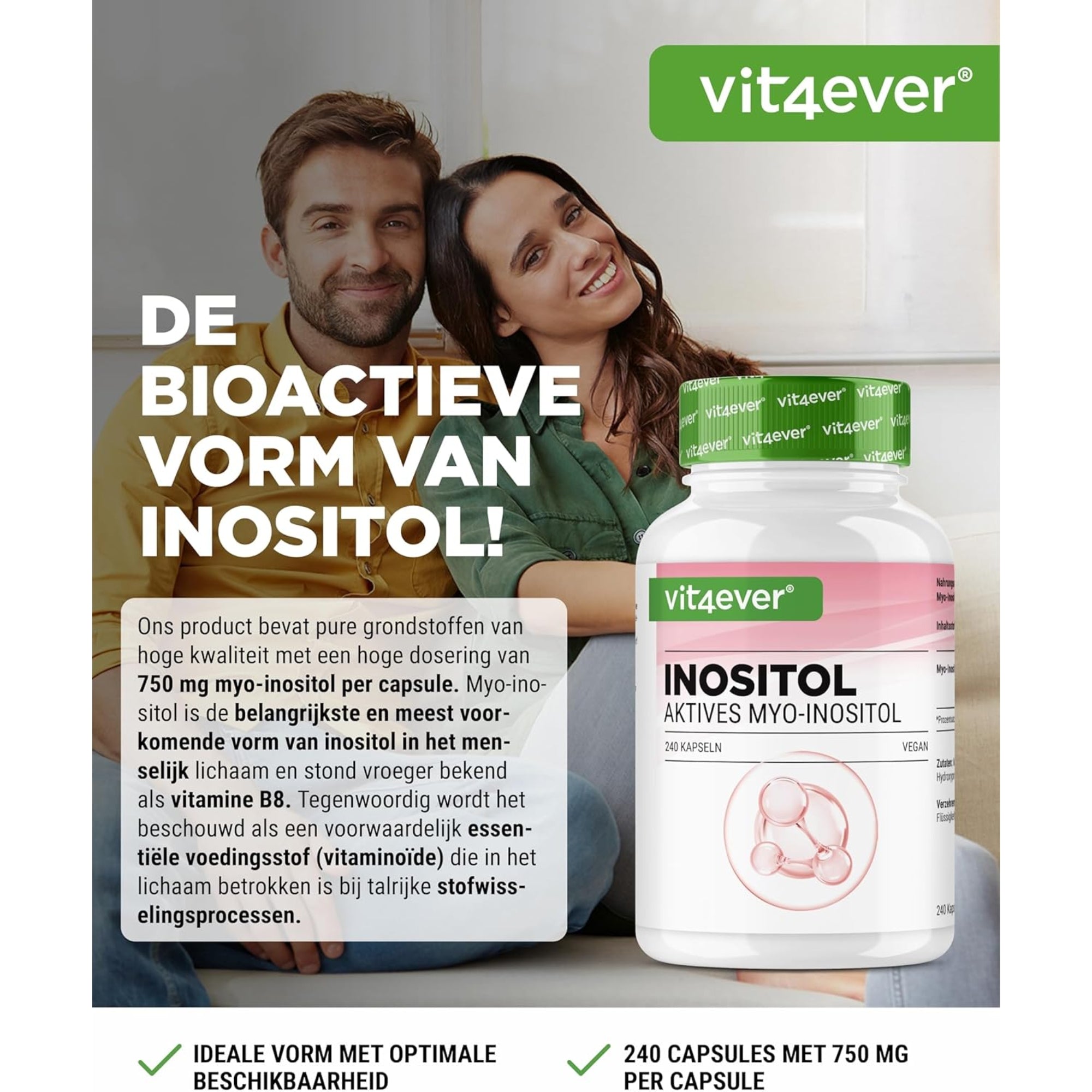 Myo Inositol 750mg | 240 capsules | Vit4ever