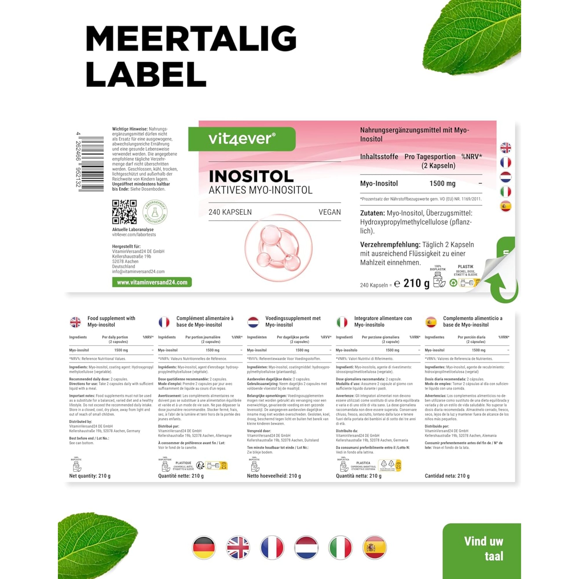 Myo Inositol 750mg | 240 capsules | Vit4ever