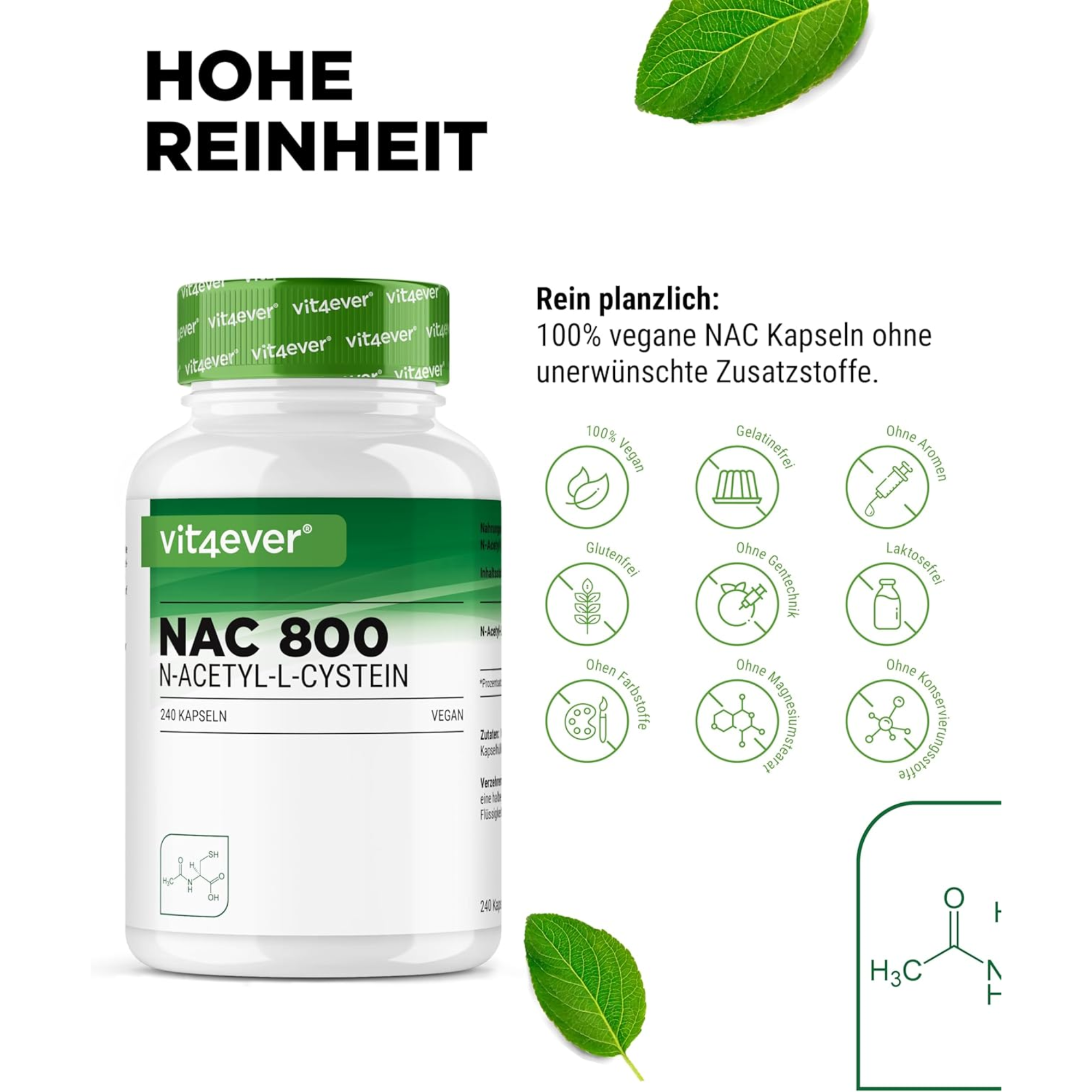NAC | N-acetyl L-cysteine 800 mg | 240 capsules | Vit4ever