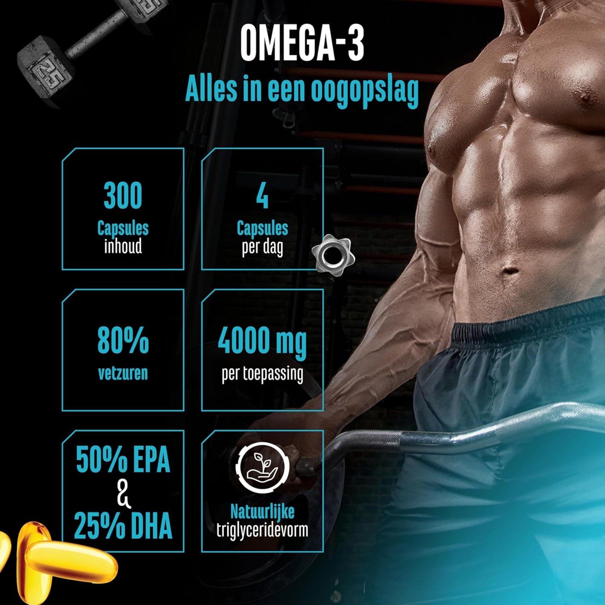 Omega-3 Ultra Caps (EPA & DHA in triglyceridenvorm) 4000mg | 300 softgels | GEN