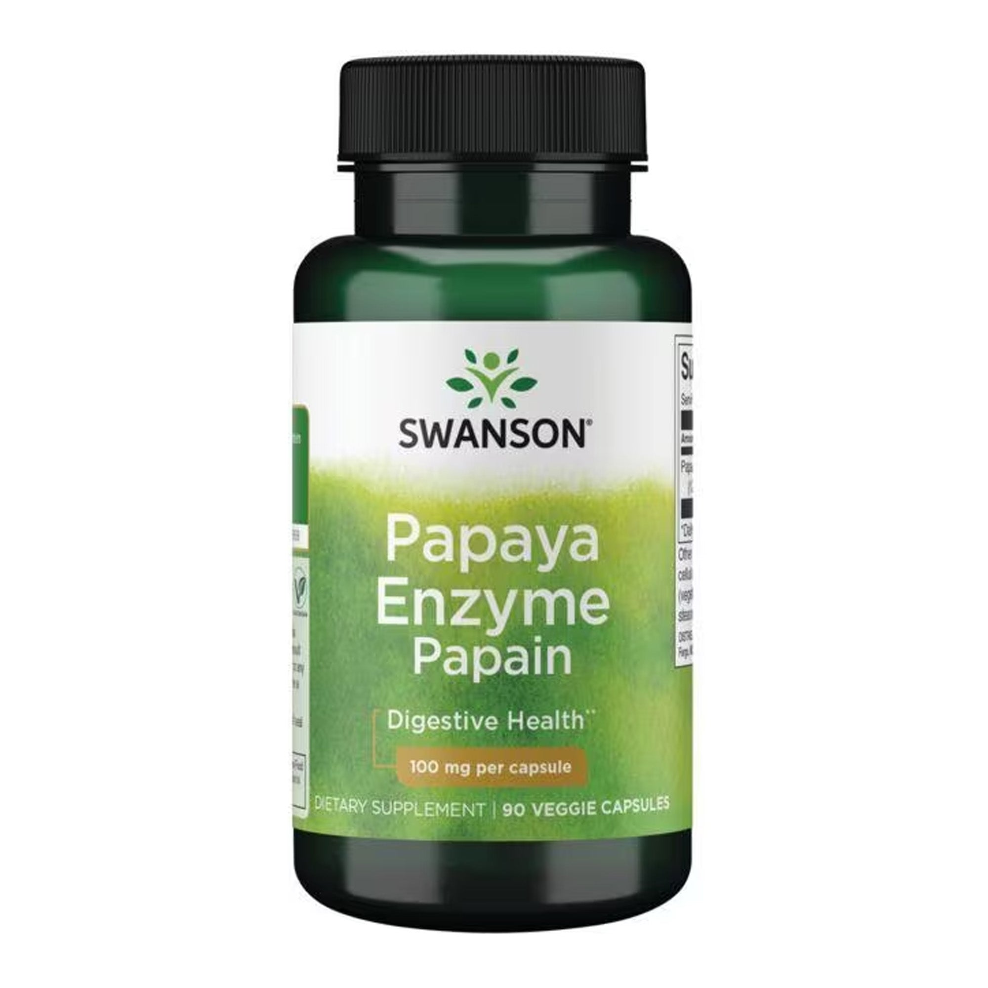 Swanson | Papaya Enzym Papaïne | 12.000 USP-eenheden activiteit/mg | 100mg | 90 Vegetarische Capsules