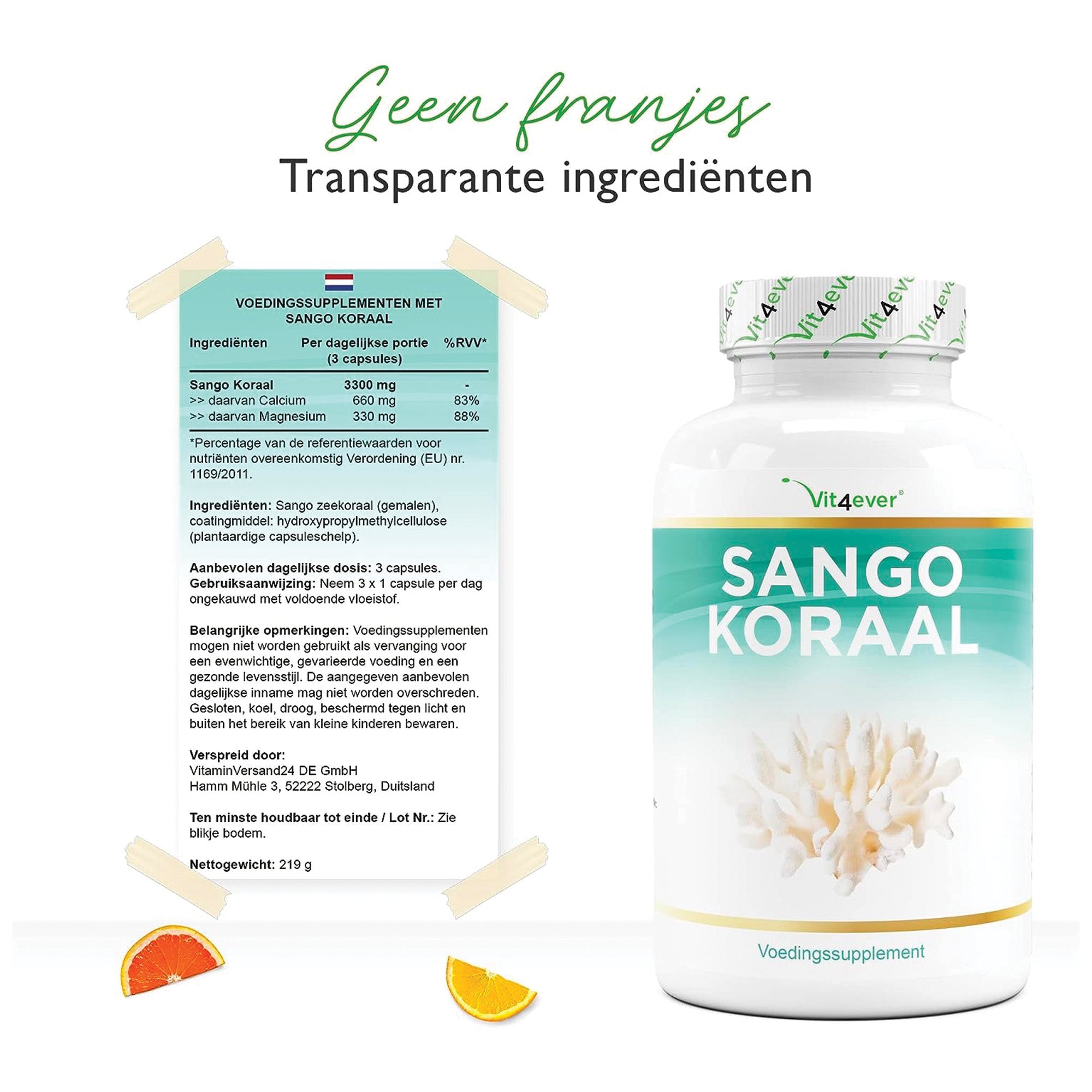 Sango Zeekoraal | 180 capsules (2 maanden) | Natuurlijke bron van calcium (20%) & magnesium (10%) | Vit4ever