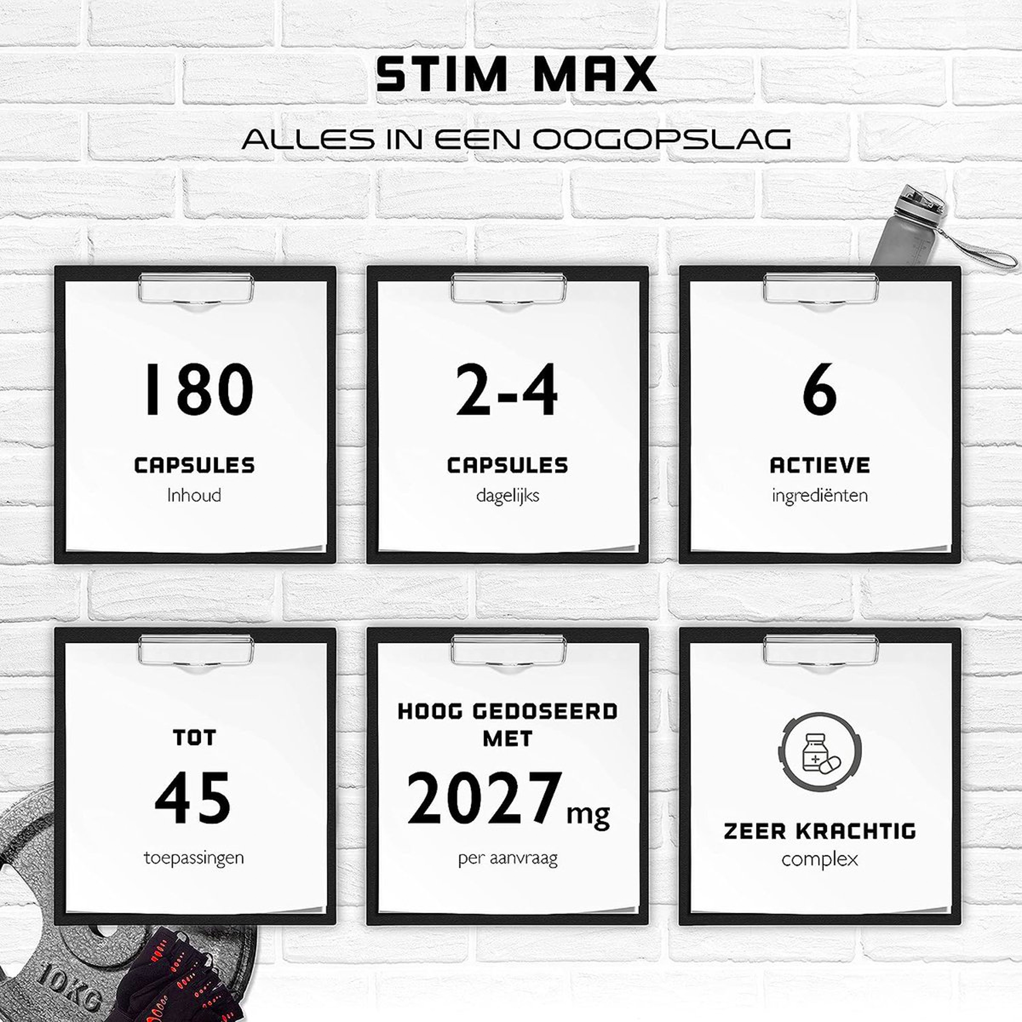 Stim Max | Pre-workout | Complex voor Focus & Concentratie | 180 capsules | Extra sterk | German Elite Nutrition