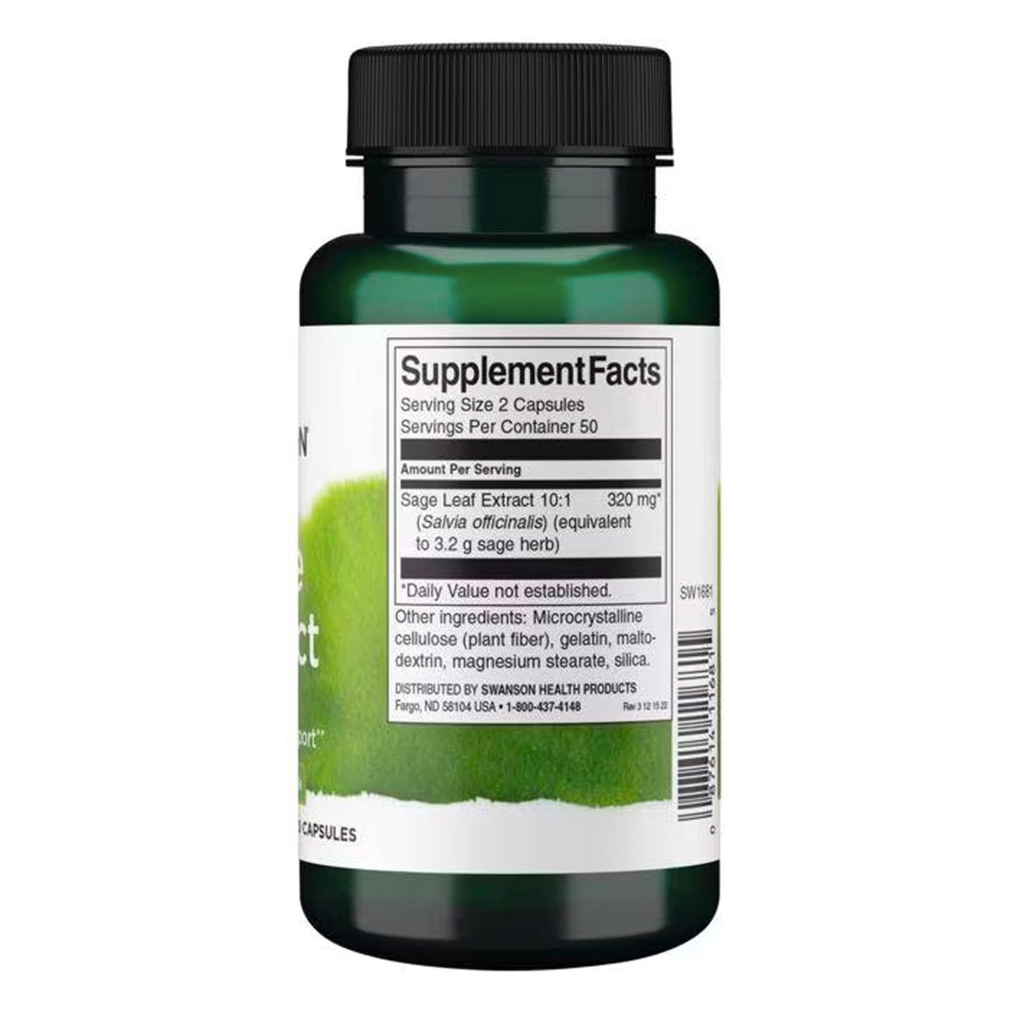 Swanson Salieblad Extract | 320mg Antioxidant | 100 Caps voor Cognitieve Gezondheid