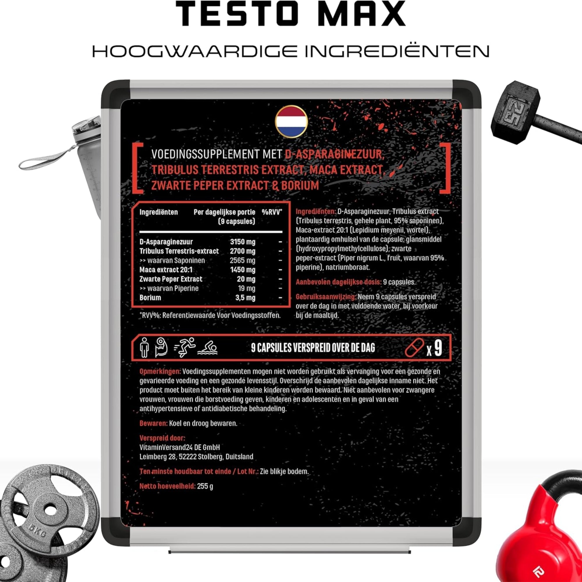 Testosterone Booster / Testo MAX | 270 capsules | Extra sterk: Hoog gedoseerd met 7320 mg | German Elite Nutrition