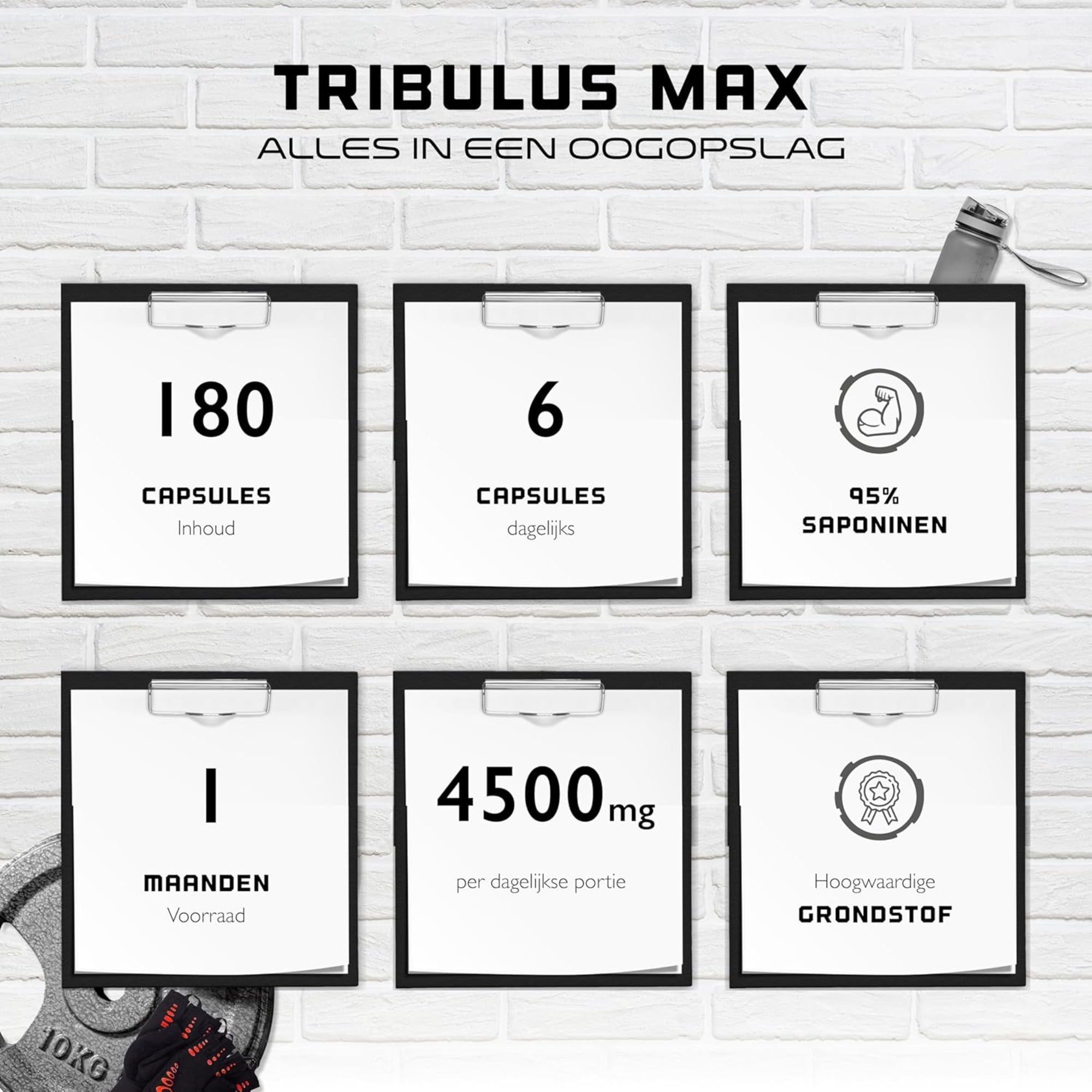 Tribulus Max | 180 capsules | hoge dosering met 4500 mg per dagelijkse dosis | 95% saponines | zuiver tribulus terrestris extract 10:1 | German Elite Nutrition