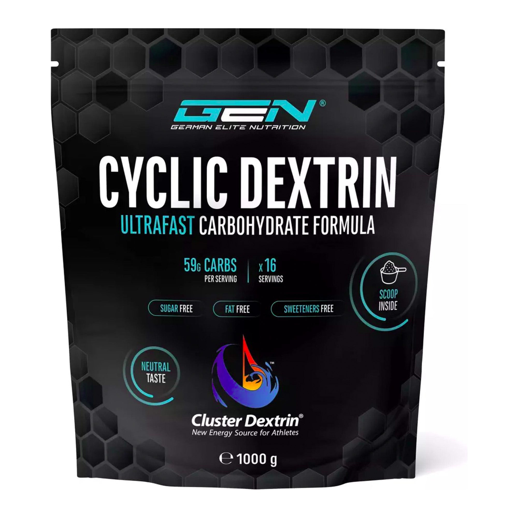 Cyclic Dextrin | Cluster Dextrin® | 59 gram Koolhydraten per serving | 1000g | Snelle Koolhydraat formule| Sportprestatie | Wielervoeding