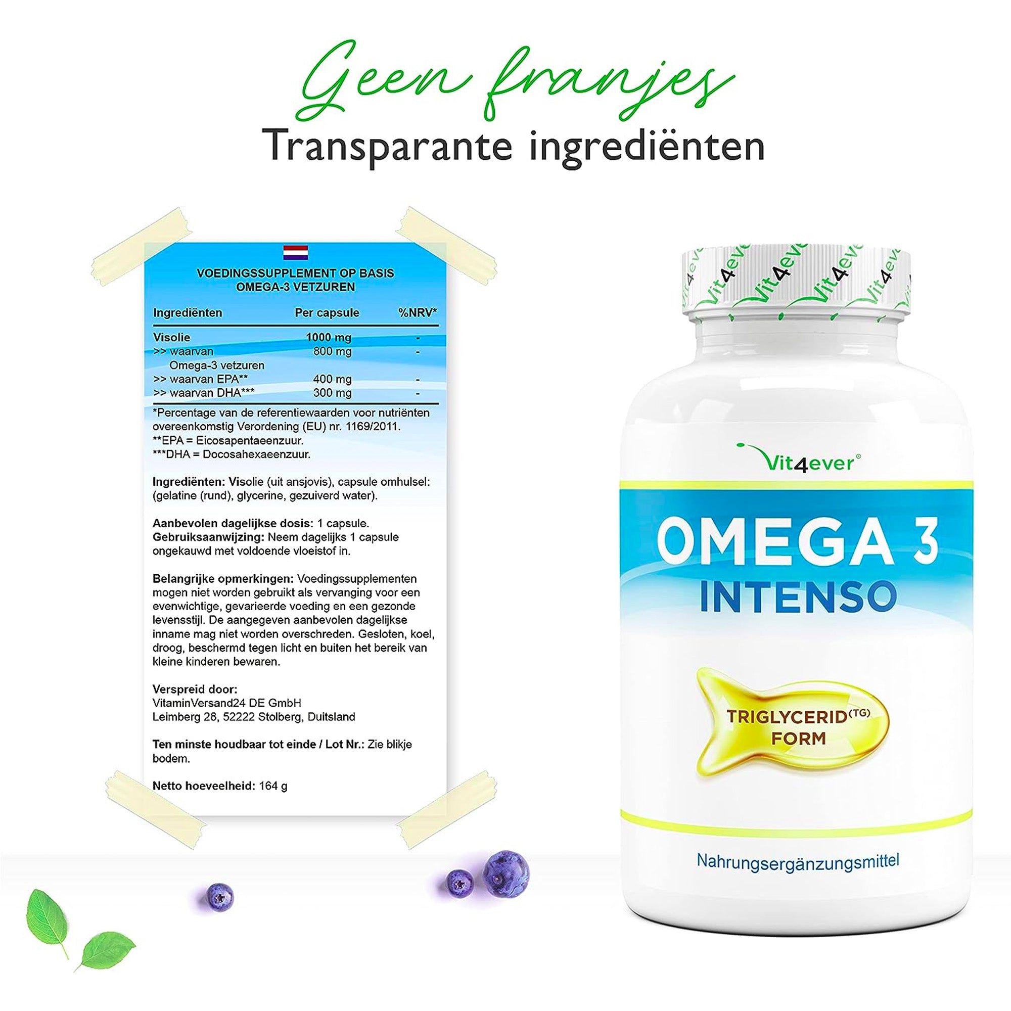 Omega 3 Intenso | Met EPA & DHA | 1000mg | 365 Capsules | Vit4ever