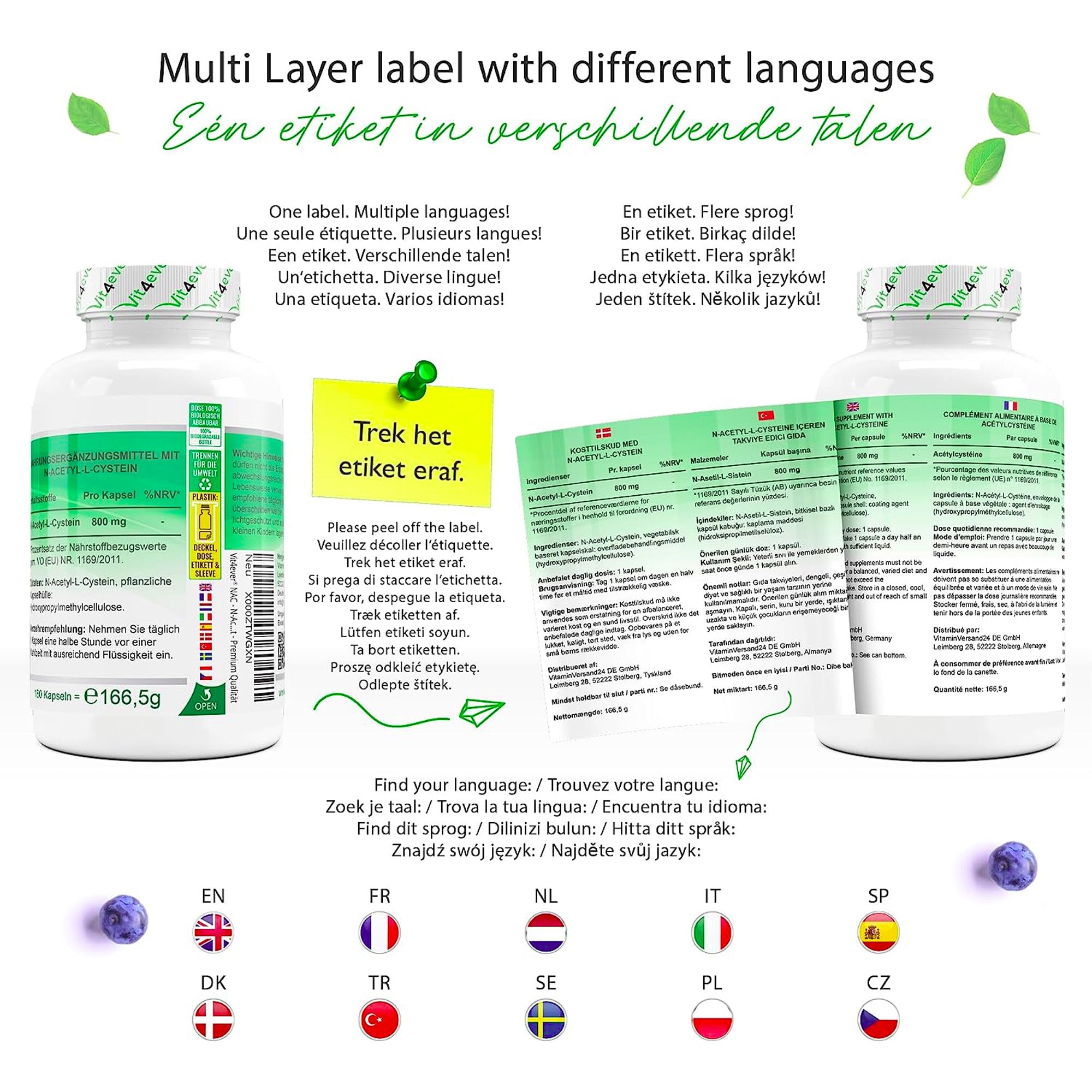 Vit4ever Label NAc verschillende talen