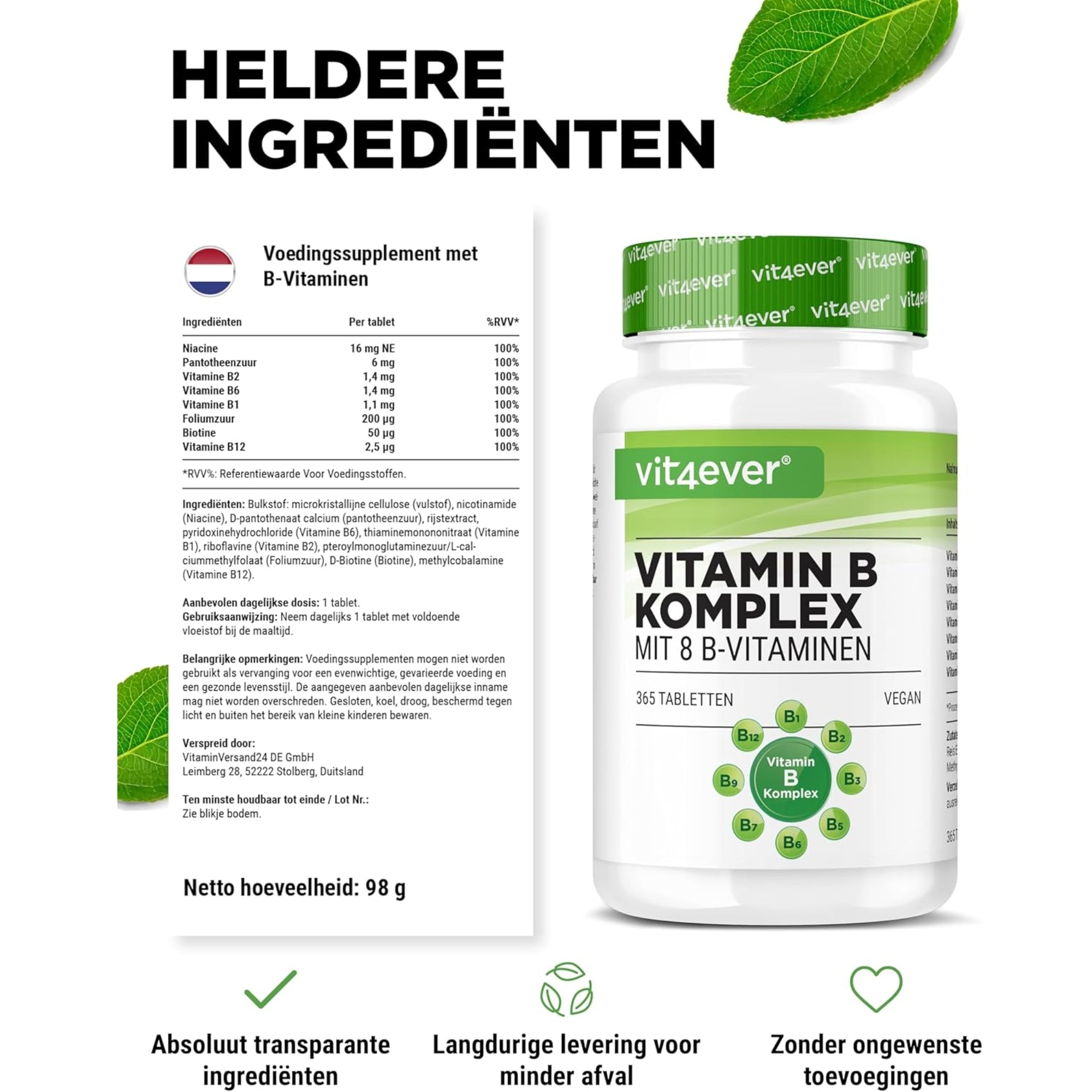 Vitamine B-complex | 365 tabletten | Vit4ever