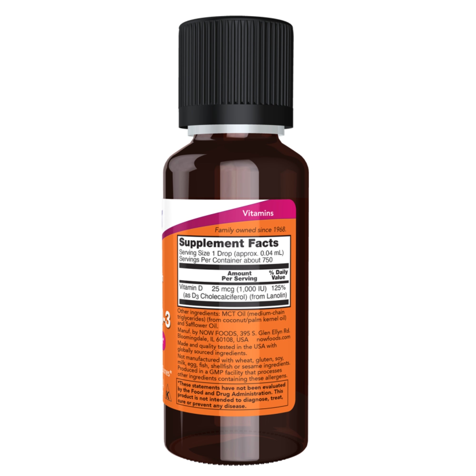 Vitamine D3 druppels 1000 I.E. | 30 ml | NOW Foods