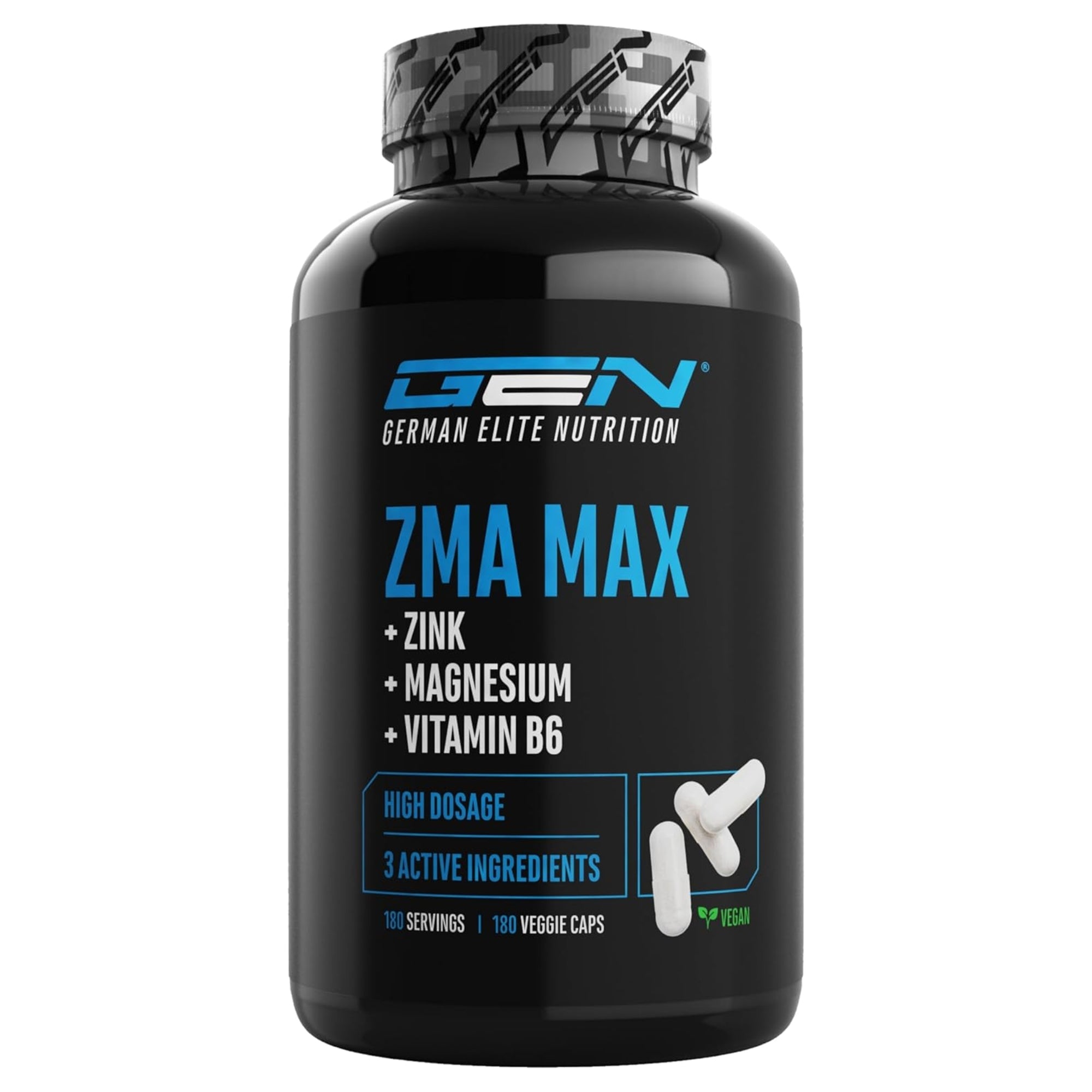 ZMA MAX Zink, Tripple Magnesium & Vitamine B6 | 180 Capsules | German Elite Nutrition