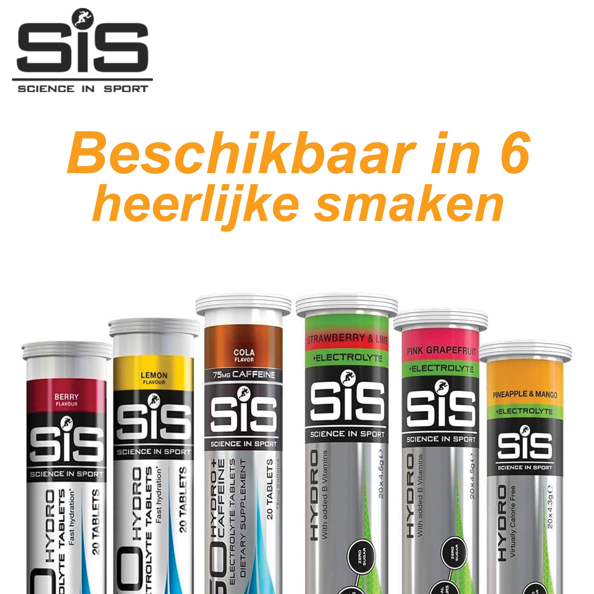 Science in Sport | SIS Go Hydro Bruistabletten | 300mg Elektrolyten | Met 75mg Cafeïne | Cola Smaak | 20 Tabletten per verpakking