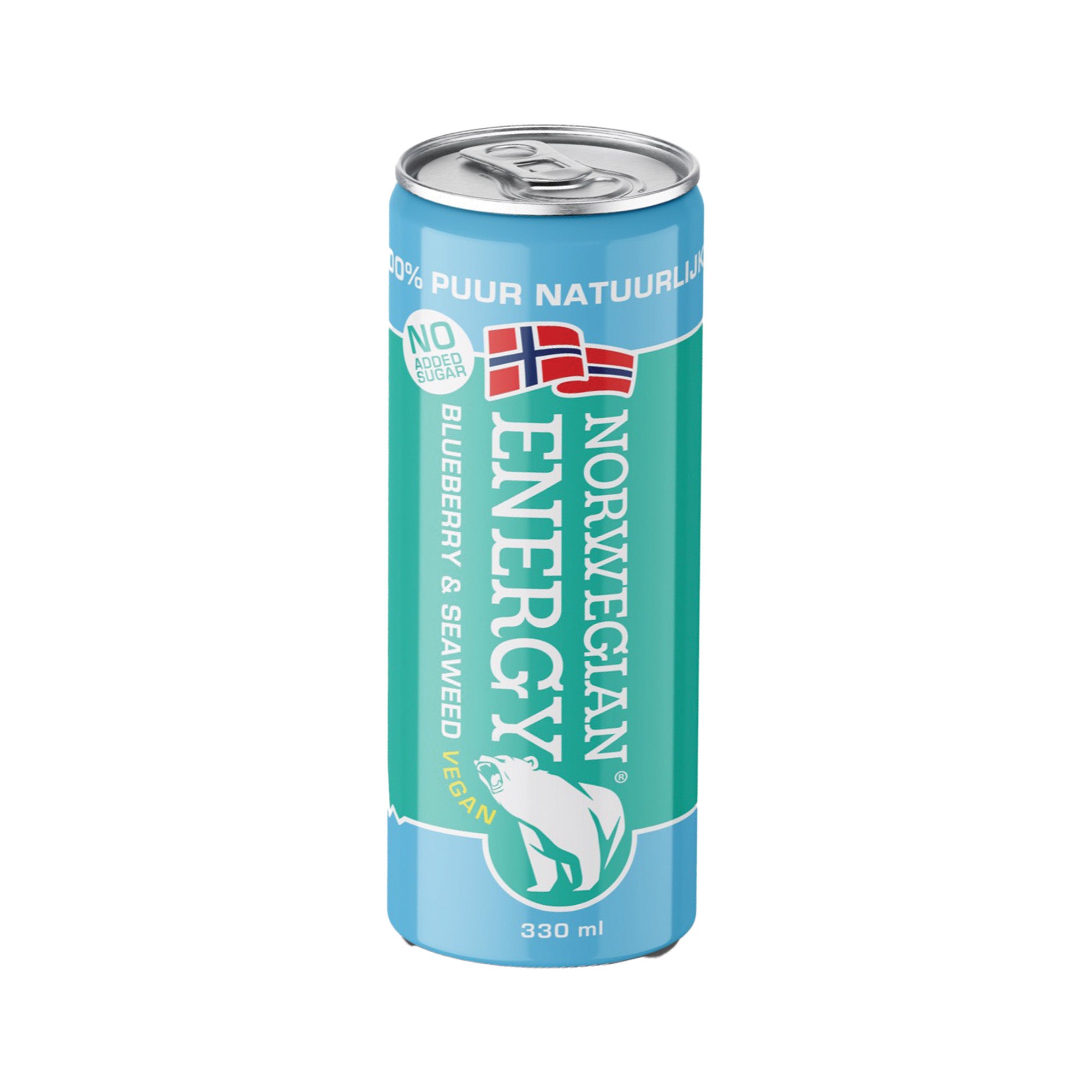 Norwegian Energy | Vegan blueberry & plantaardige kelp | 6 x 0,33 L - Gezonde energie drank | Yerba mate