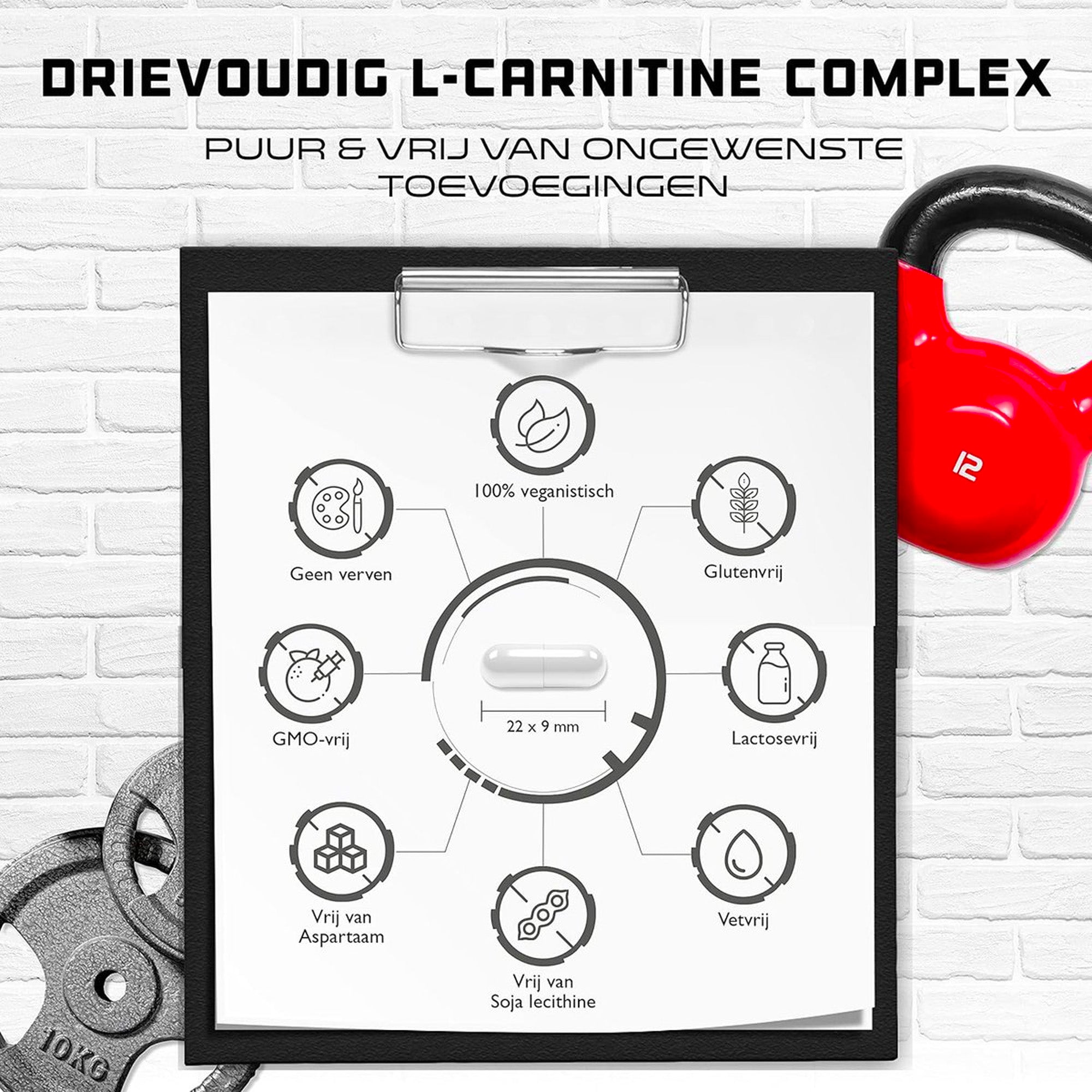 L-Carnitine Triple Complex | 3000 mg per dagelijkse portie | Premium: Complex van Acetyl-l-carnitine, L-Carnitine Tartraat & Carnitine Fumaraat | 120 Capsules | Hoge Dosis | Veganistisch