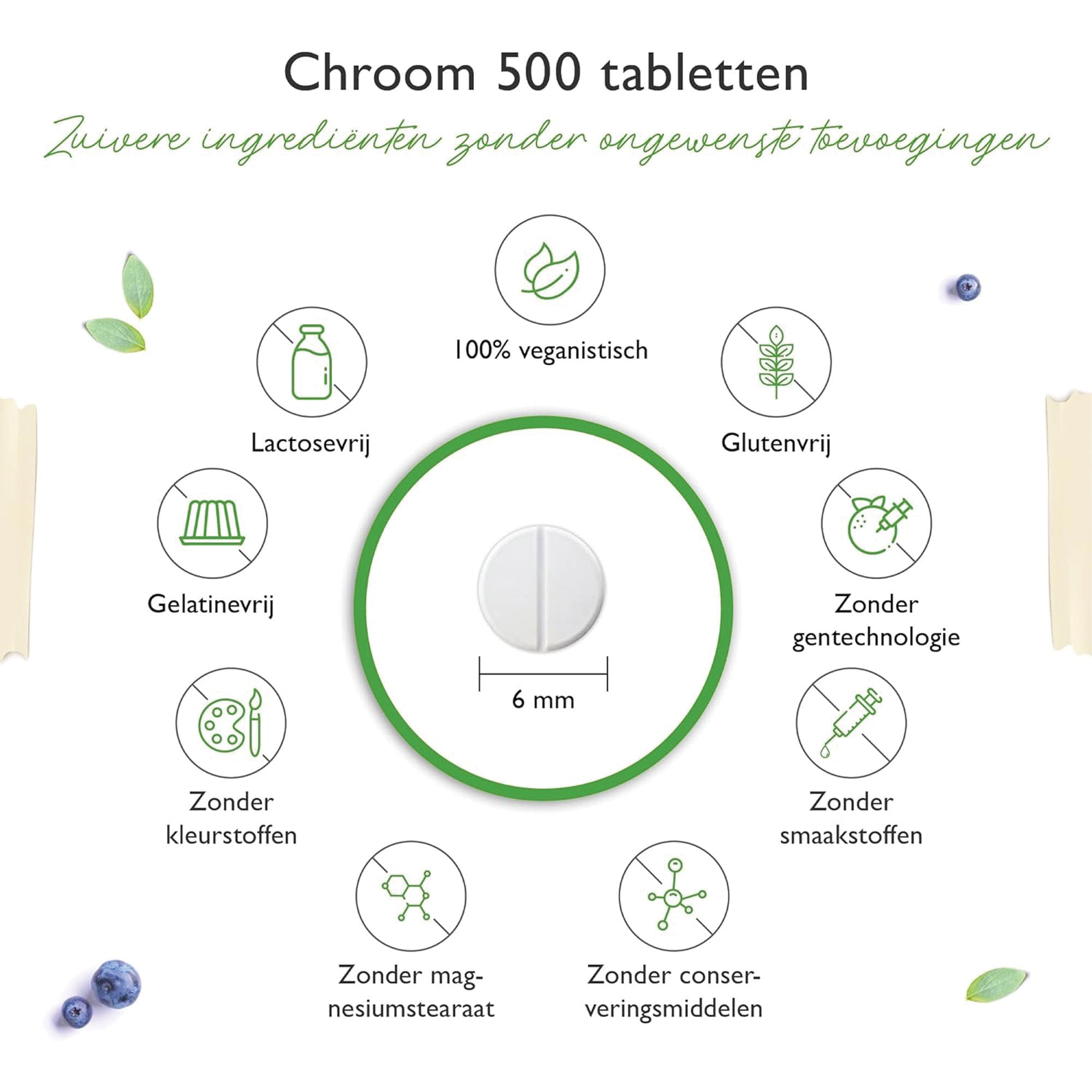 Vit4ever | Chroom / Chromium uit chroompicolinaat | Extra hoge dosis 500 mcg chroom per tablet | 365 tabletten | Geen ongewenste toevoegingen | Hoge dosis | Veganistisch