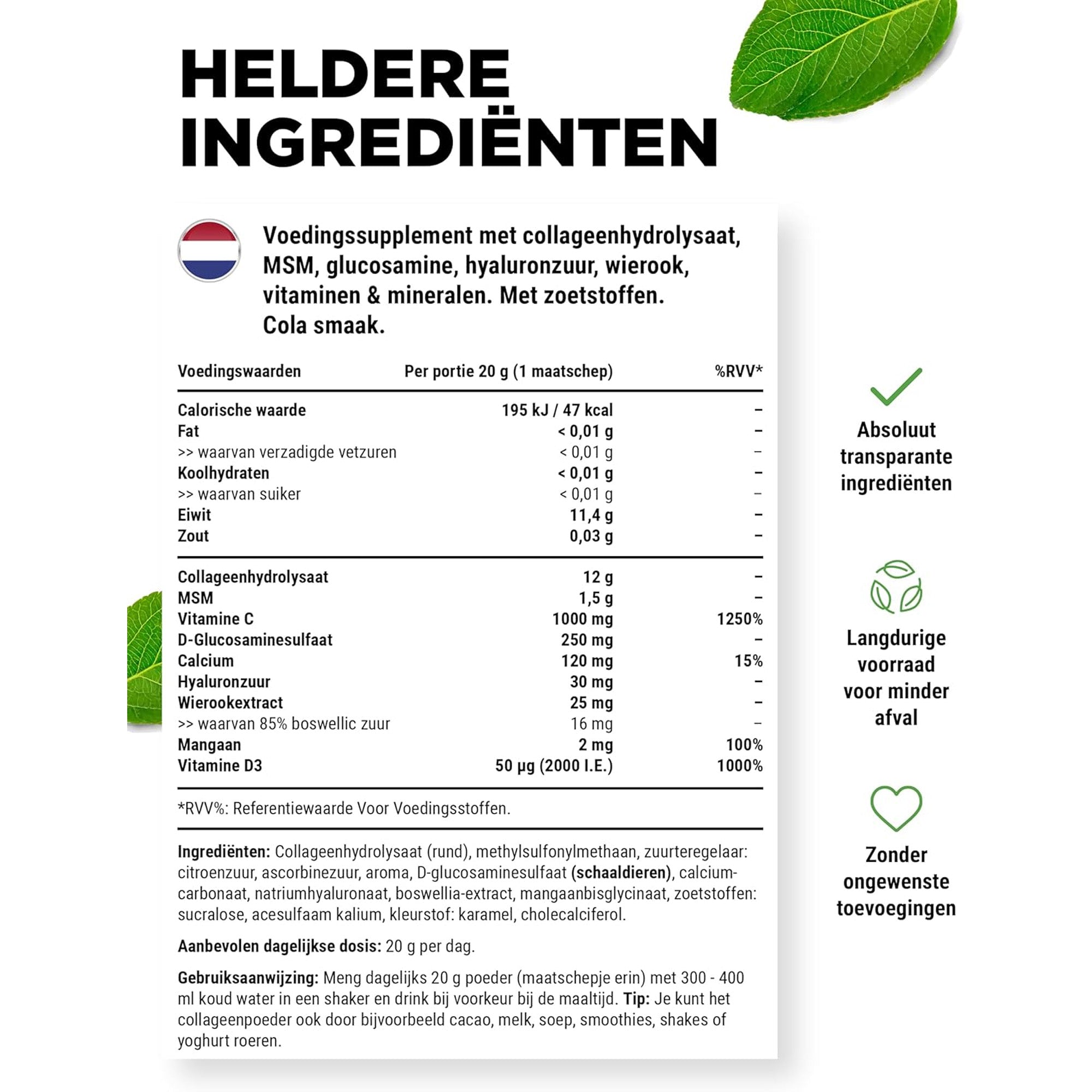 Collageen Plus - 500 g poeder - 3 heerlijke smaken!